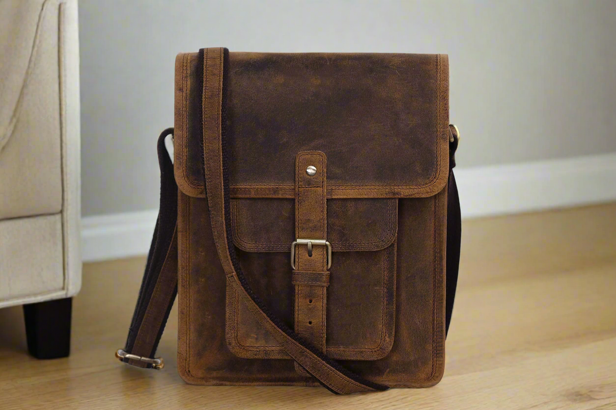 Leather 11 Inch Sturdy Satchel – iPad Messenger Bag for Men and Women