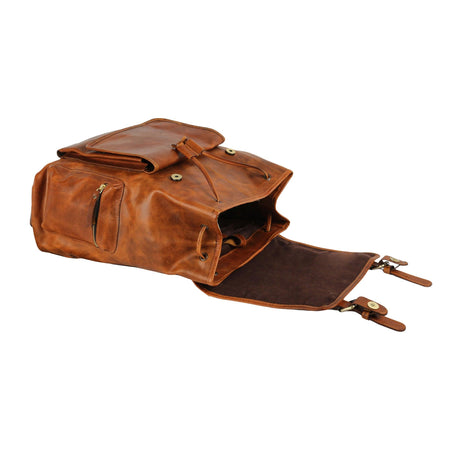 Laptop and school leather backpack