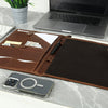 KomalC Leather Portfolio Folder with Button Closure | Business Padfolio for Professionals | Vintage Full-Grain Leather Organizer with Legal Pad Holder, Card Slots & Document Pockets (Chicago)