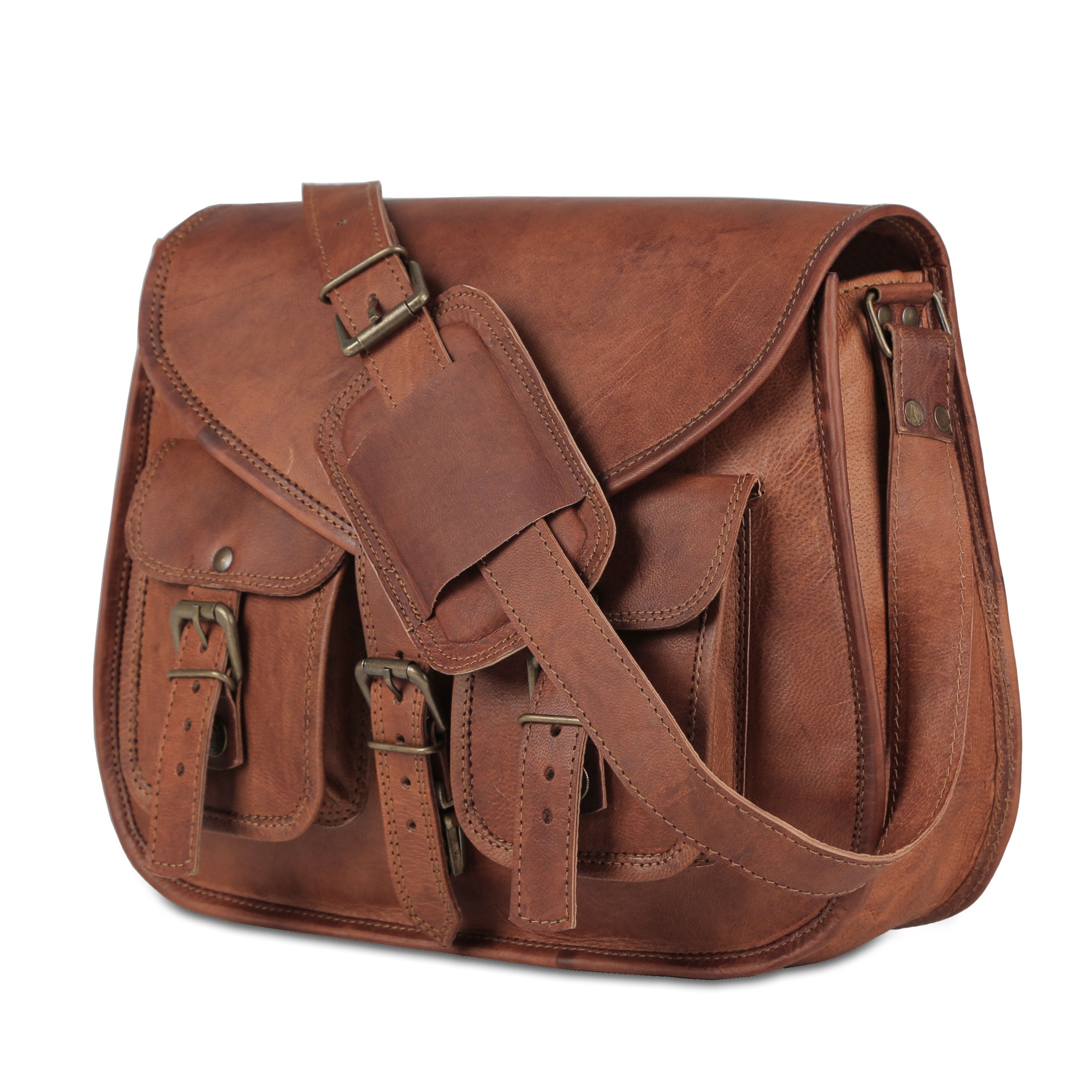 Leather Purse for Women – 14 Inch Shoulder Bag, Crossbody Satchel, Ladies Tote Travel Purse, Genuine Leather