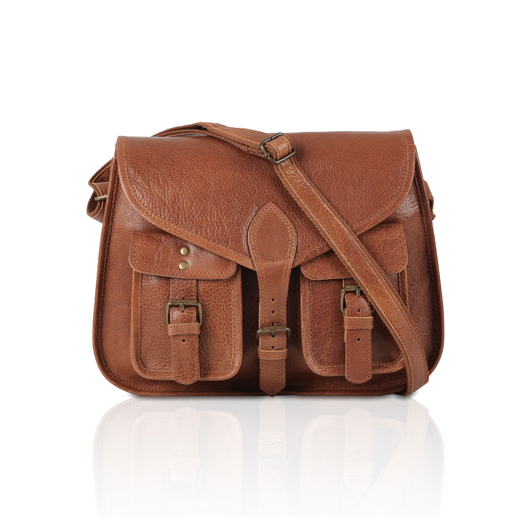 14-Inch Genuine Leather Shoulder Bag for Women – Crossbody Satchel, Ladies' Tote & Travel Purse