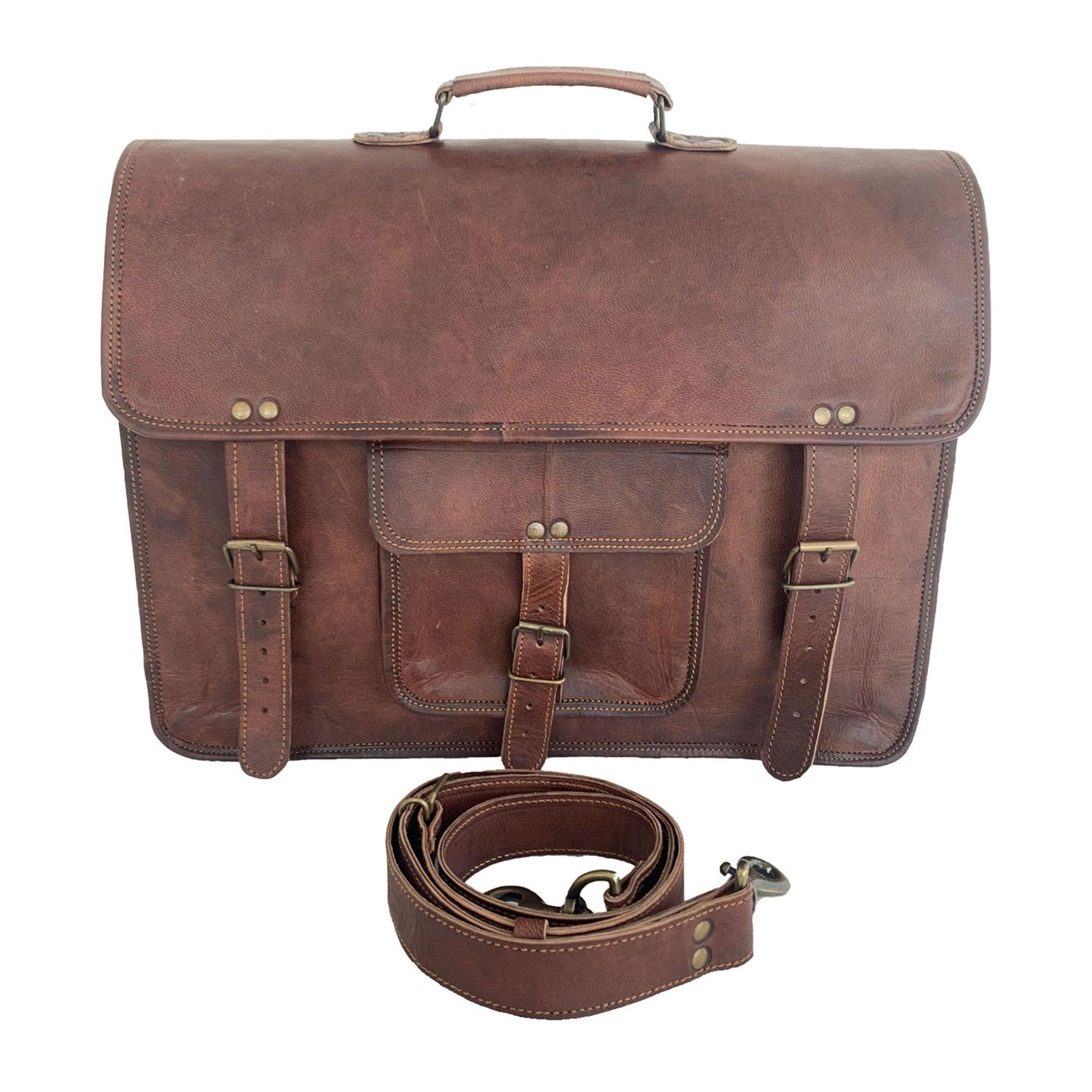 Vintage-inspired leather satchel