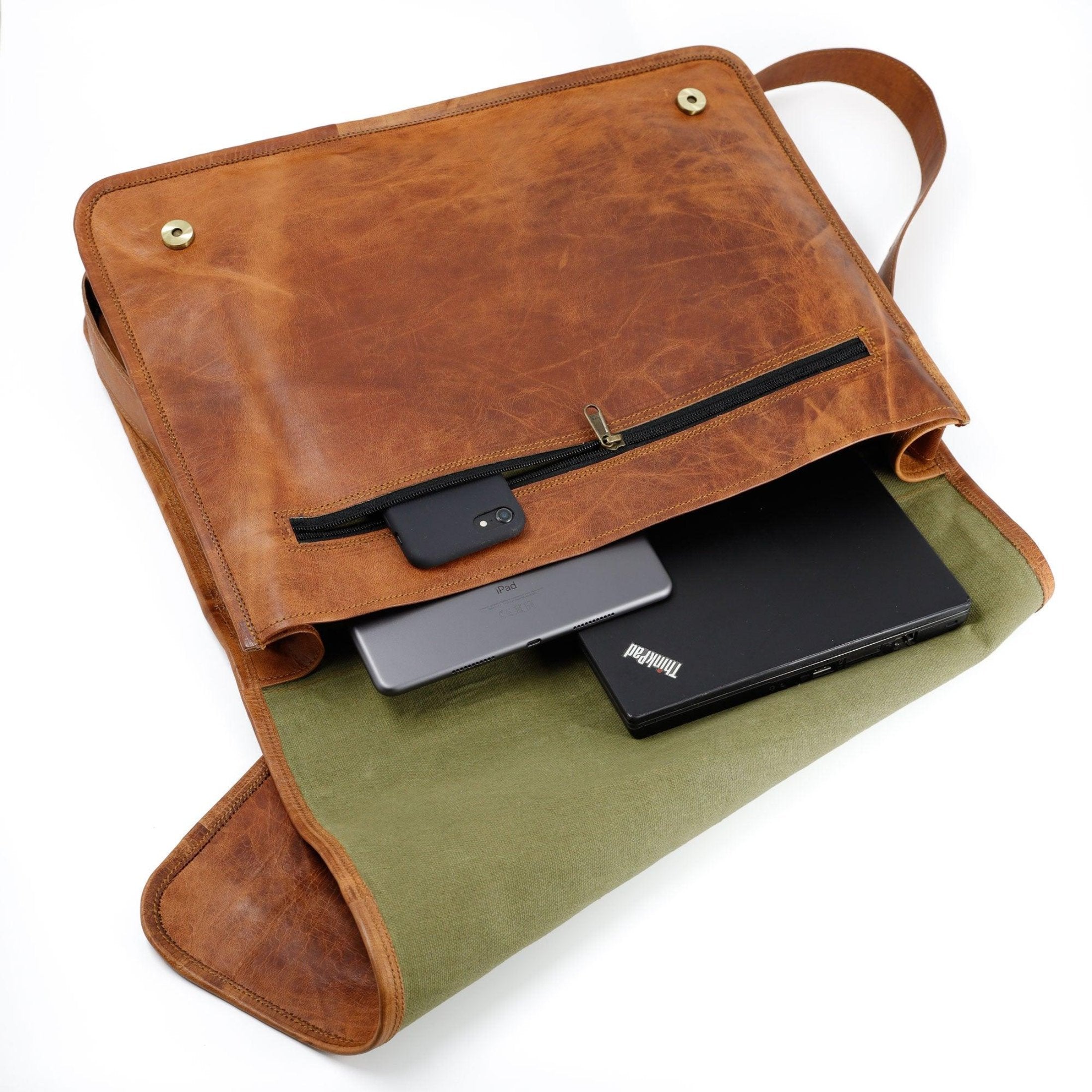 Handcrafted leather briefcase for men
