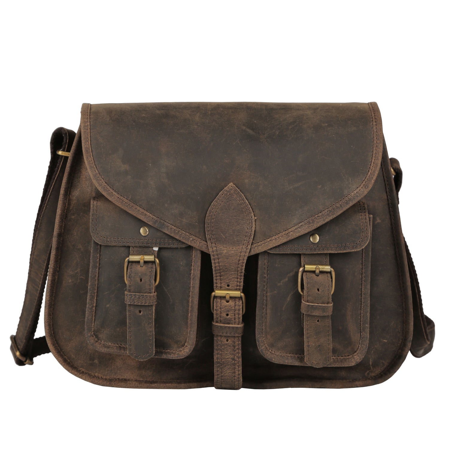 14-Inch Genuine Leather Purse – Women’s Crossbody Satchel, Shoulder Bag, Tote, and Travel Handbag