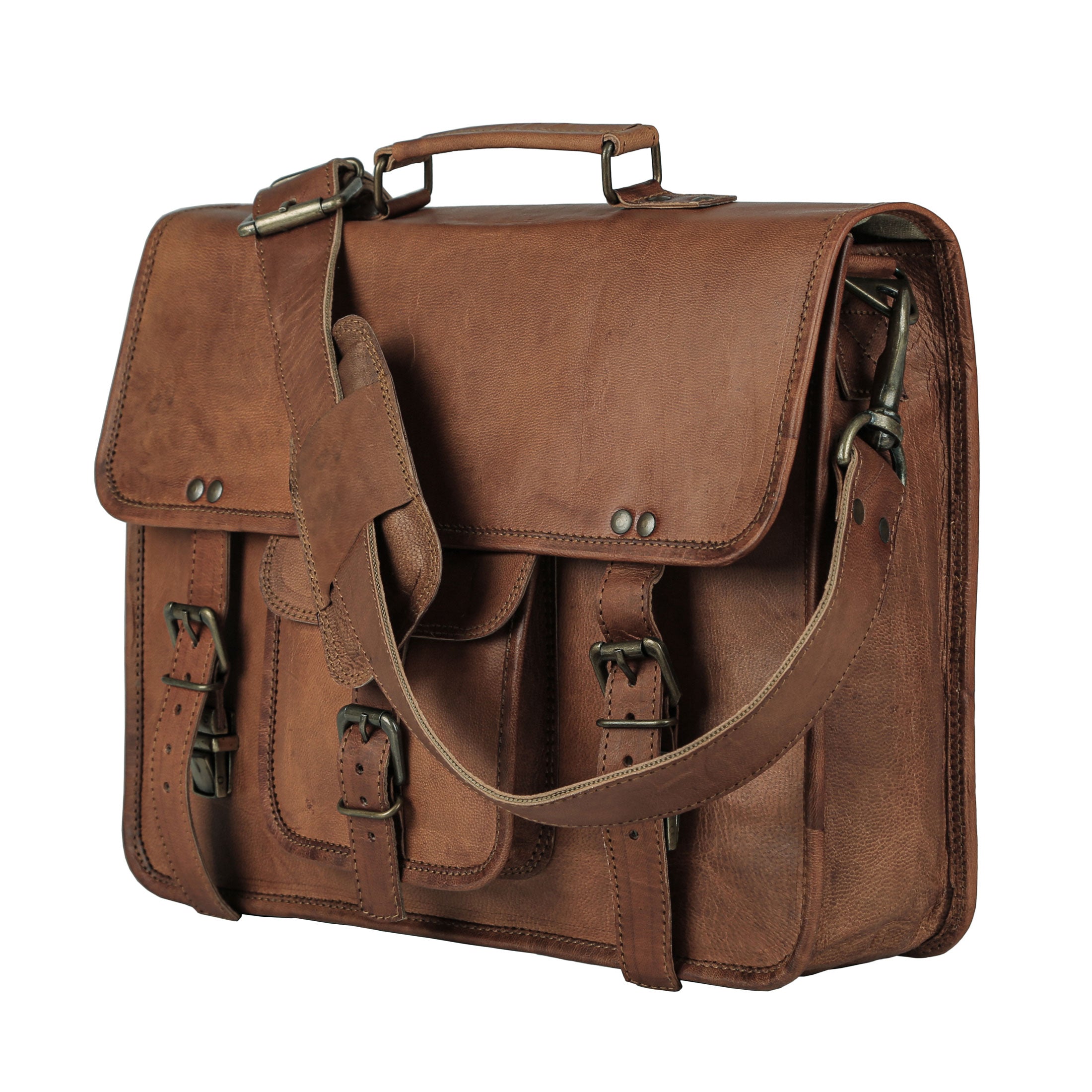 Vintage 15-Inch Laptop Messenger Bag – Leather Briefcase & Satchel for Men and Women