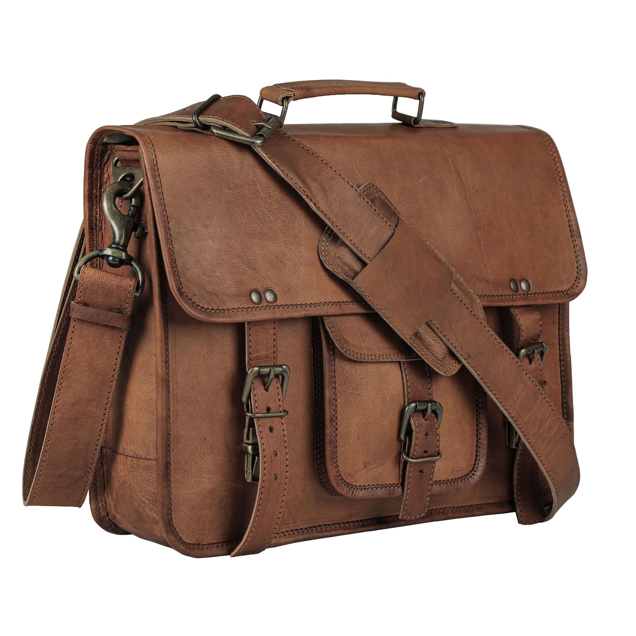 Vintage 15-Inch Laptop Messenger Bag – Leather Briefcase & Satchel for Men and Women