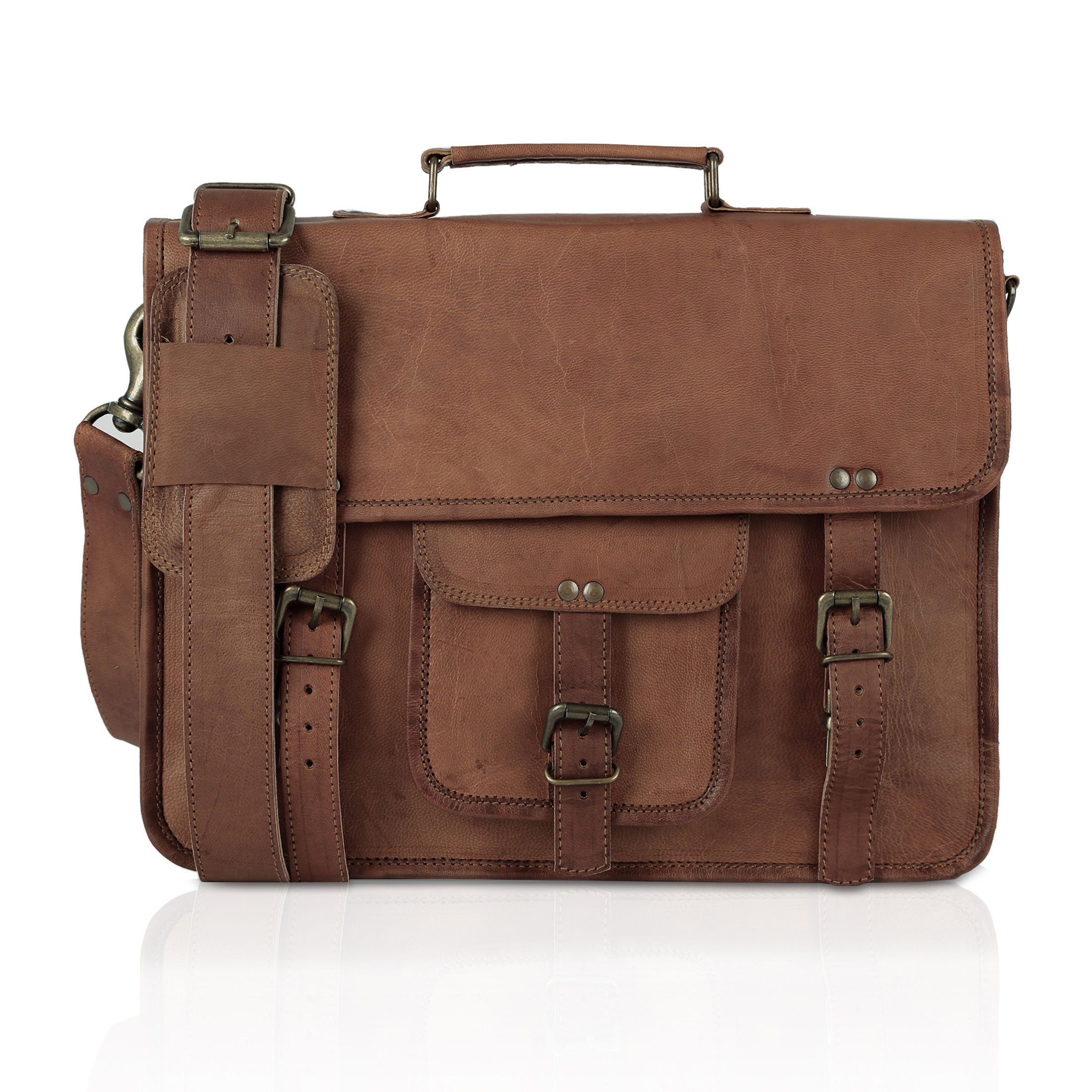 Vintage 15-Inch Laptop Messenger Bag – Leather Briefcase & Satchel for Men and Women