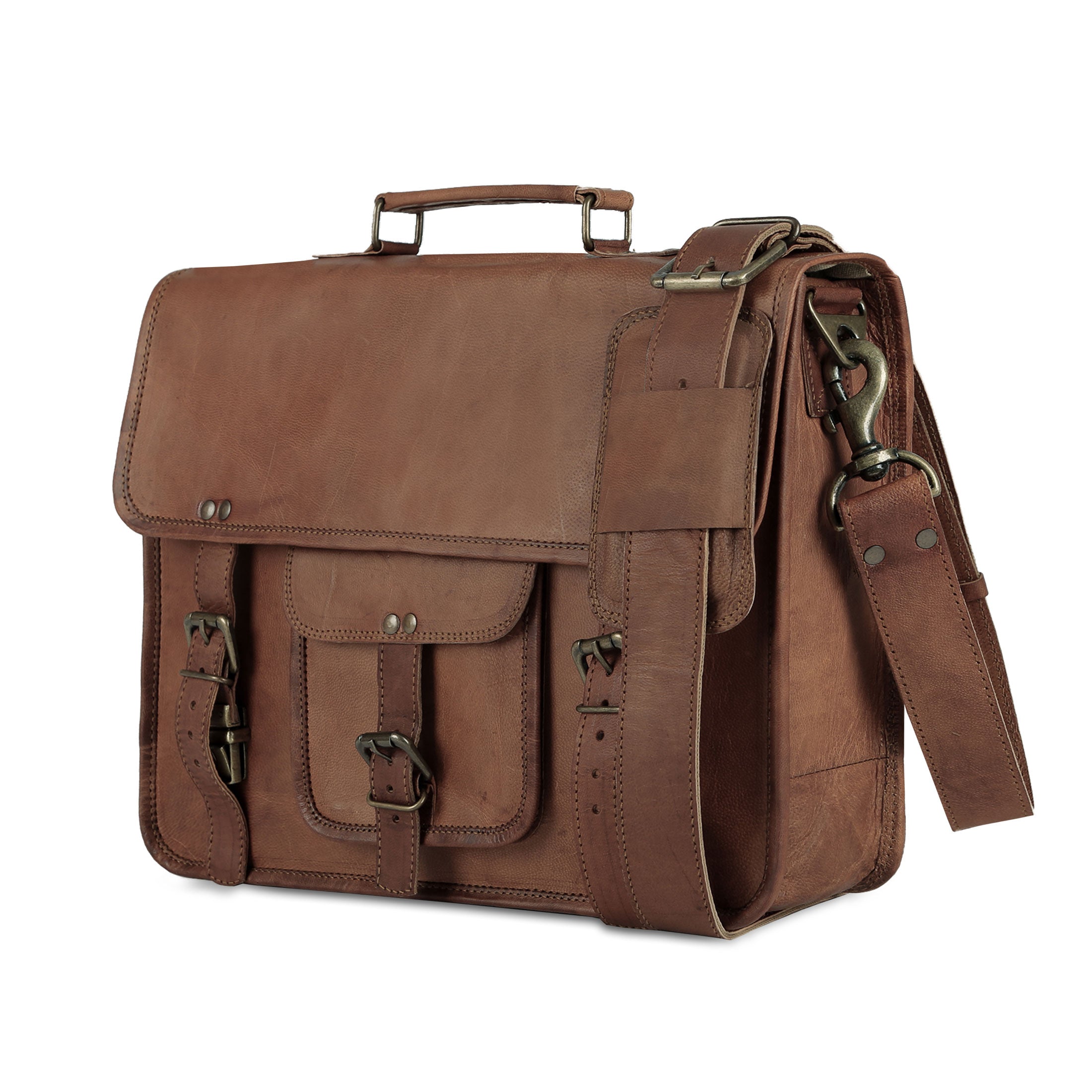 Vintage 15-Inch Laptop Messenger Bag – Leather Briefcase Satchel