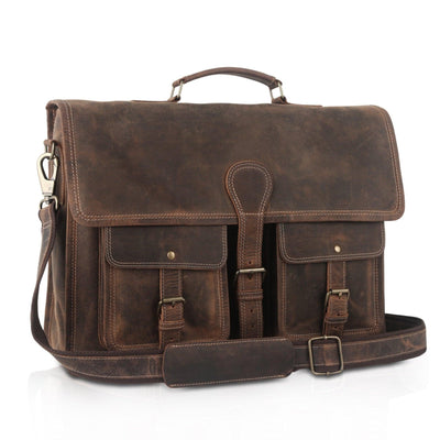 Buffalo leather laptop messenger bag