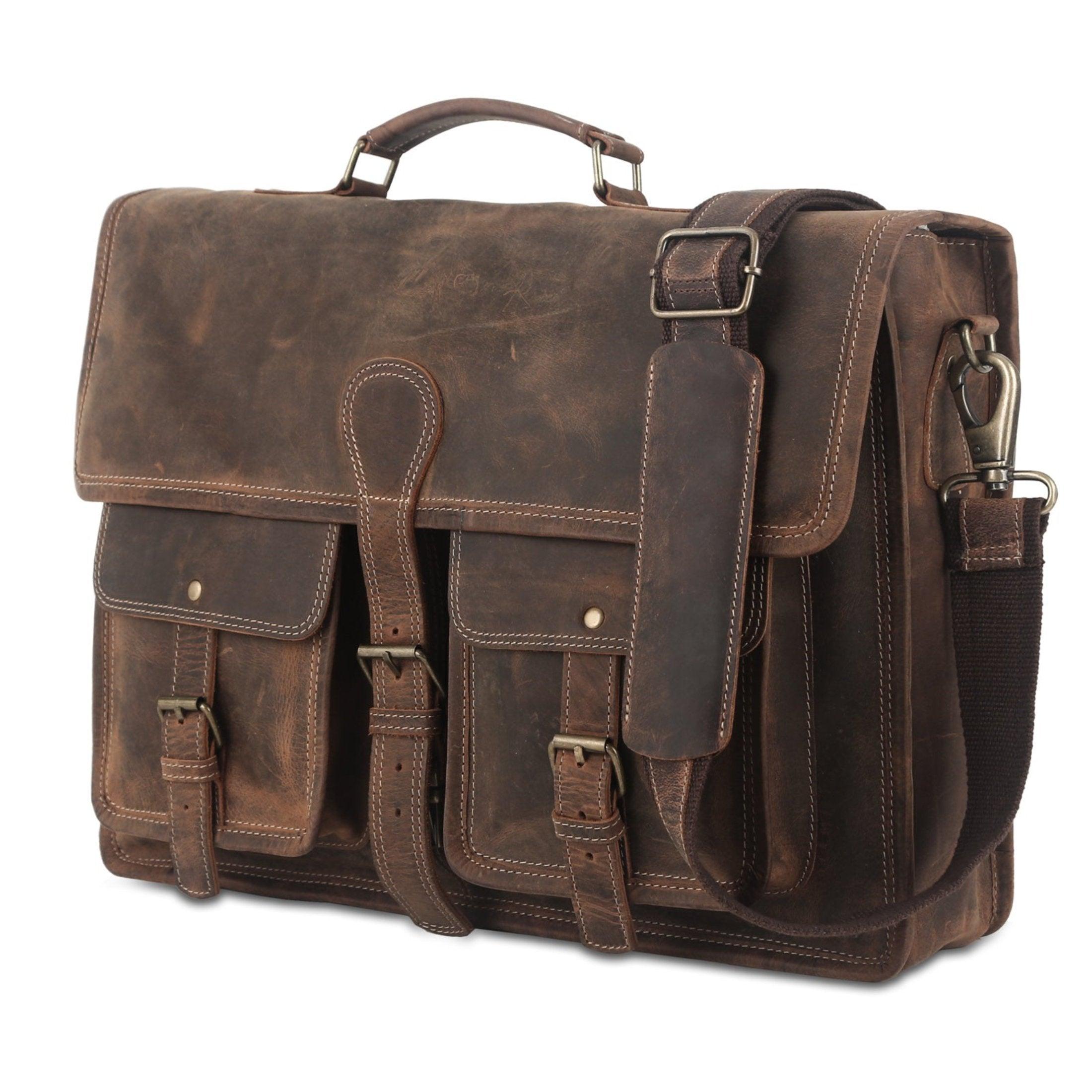 Buffalo leather laptop messenger bag
