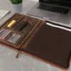 KomalC Leather Portfolio with Zipper Closure | Business Padfolio for Documents, Tablets & Accessories | Vintage Full-Grain Leather Organizer for Professionals