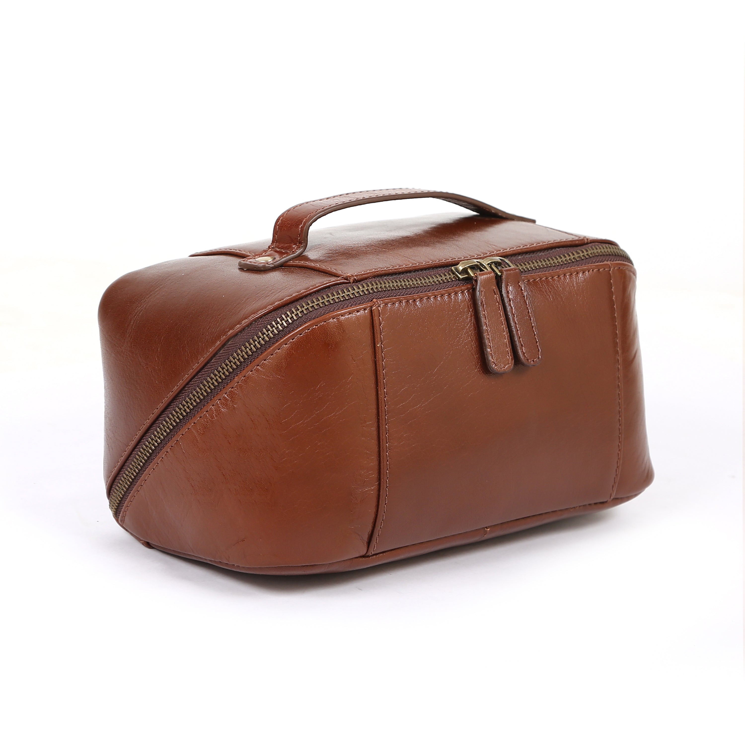 KomalC Luxury Leather Men’s Toiletry Travel Bag – Handmade Shaving Kit with Waterproof Interior, Spacious Storage & Carry Handle – leather travel Kit Bag for Men & Women