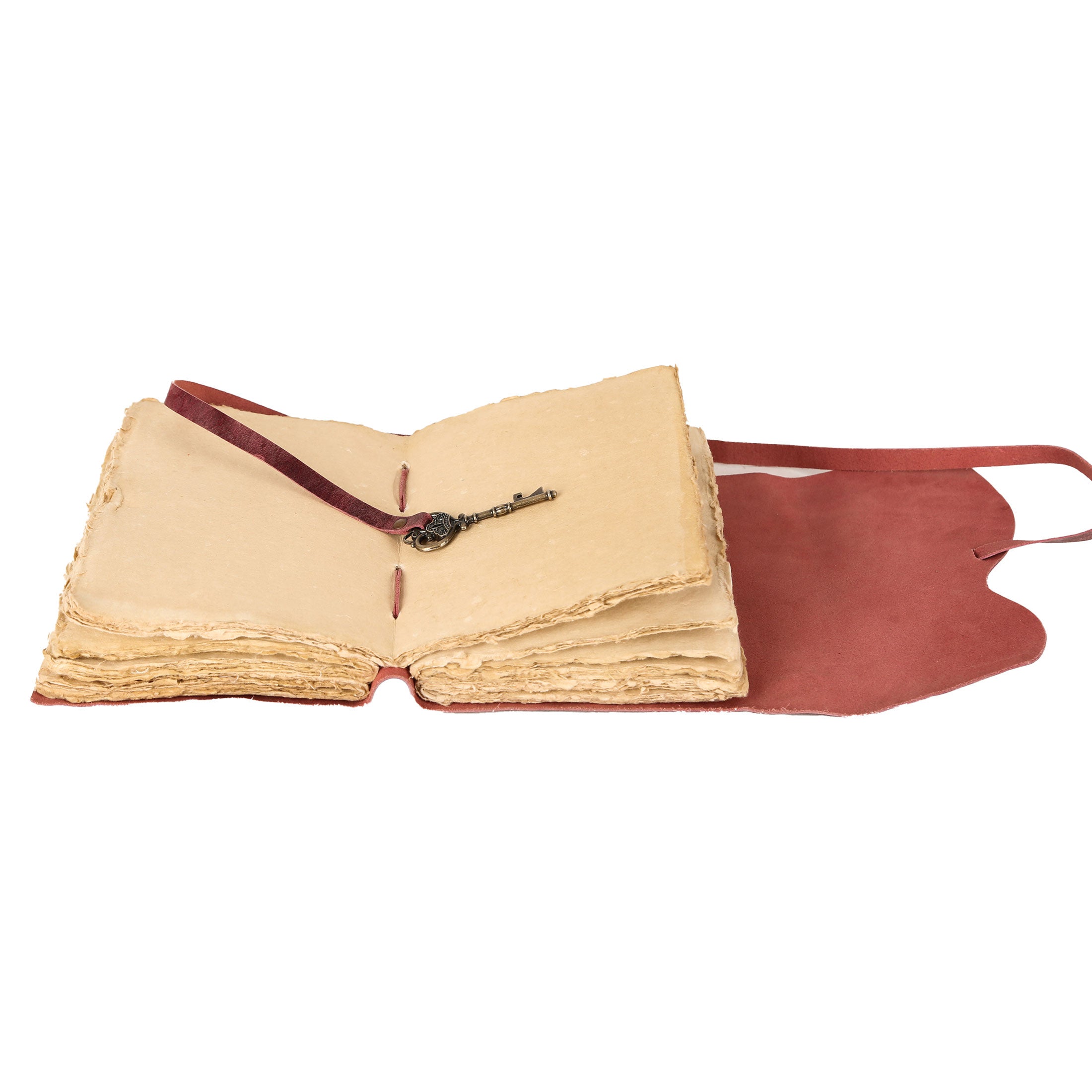Leather Journal with unlined Deckle Edge Paper Vintage Key/ Handmade Writing Notebook Diary/ Bound Daily Notepad for Men & Women (Dusty Rose)