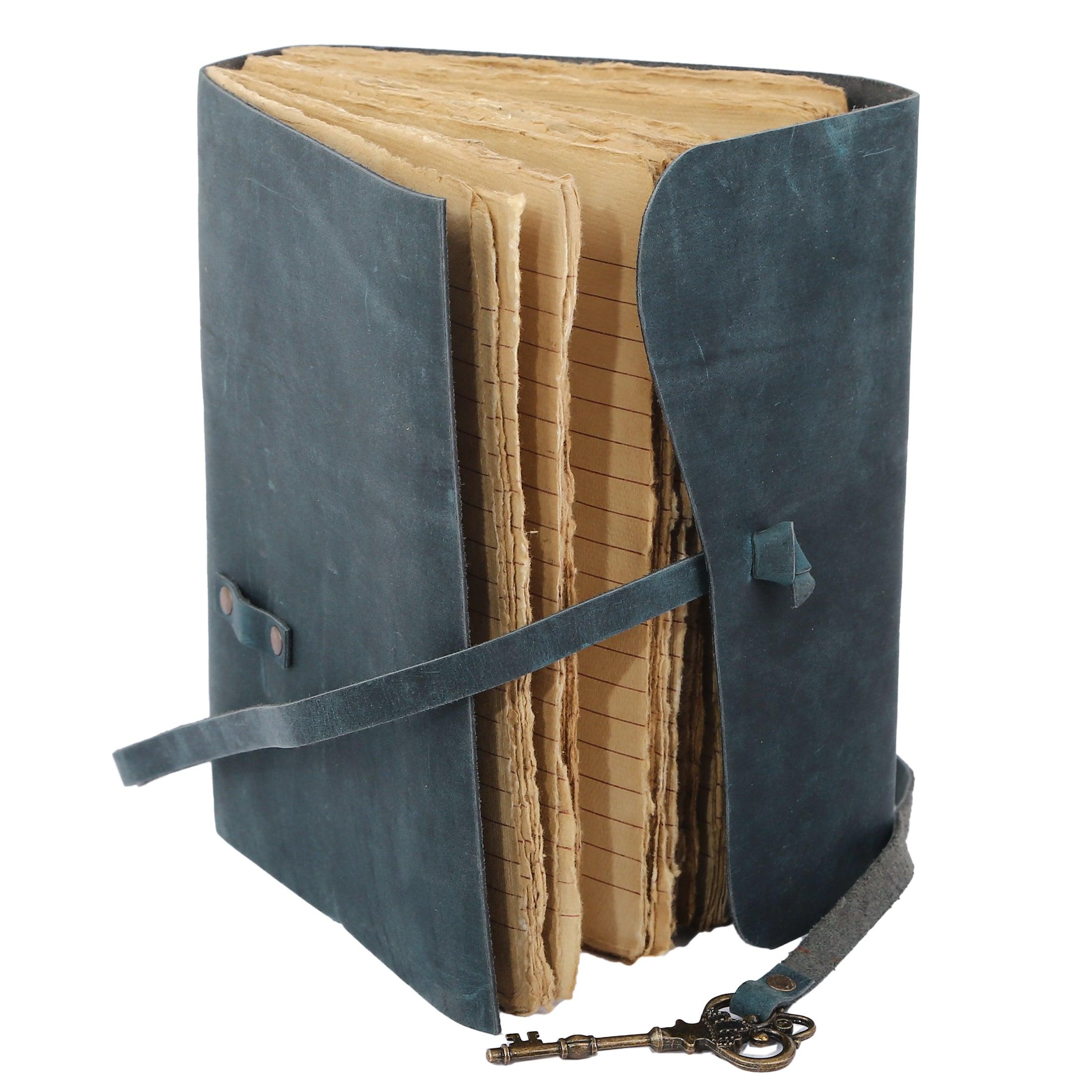 Leather journal with lined deckle edge paper best for writers