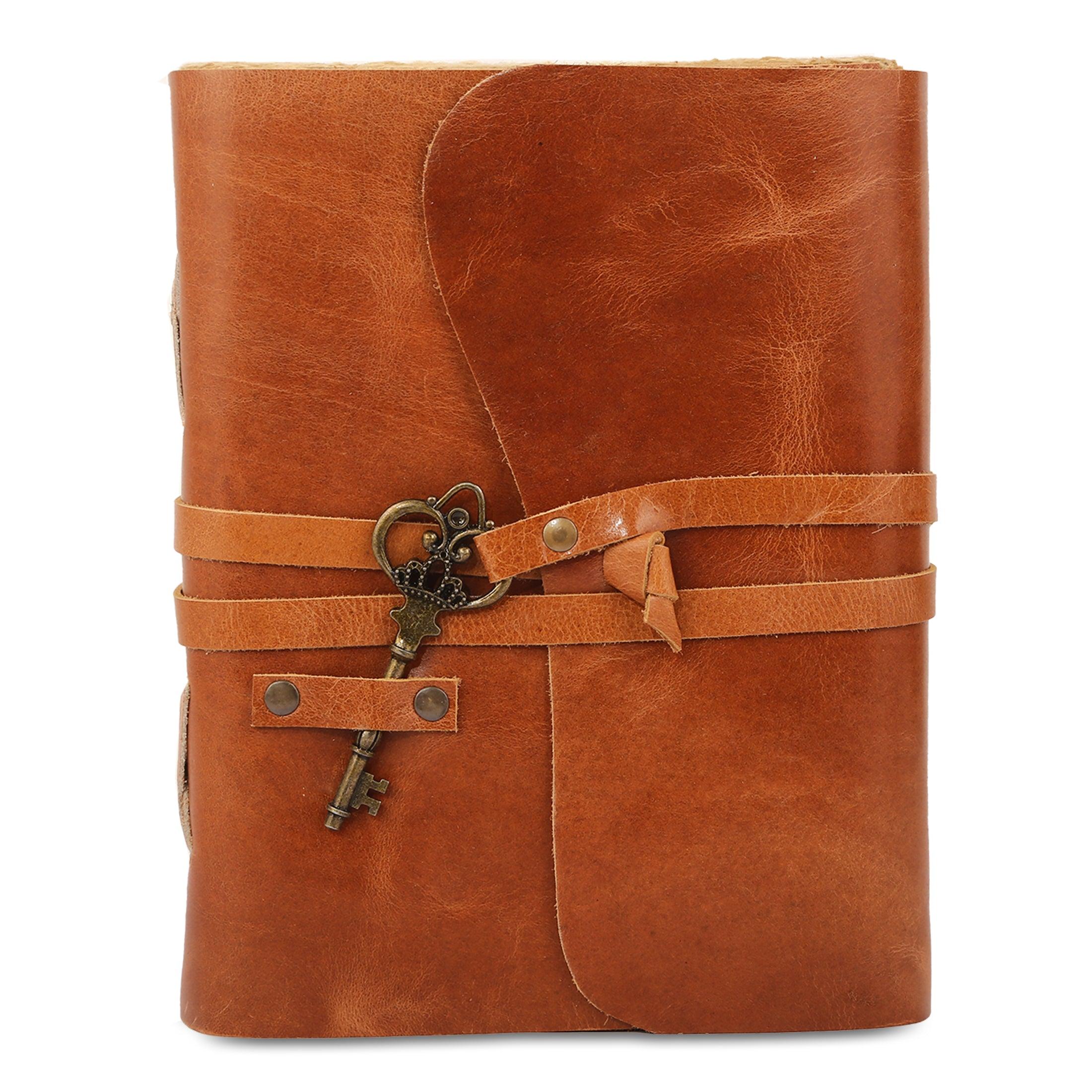 Tan color of handmade leather journal best for writers
