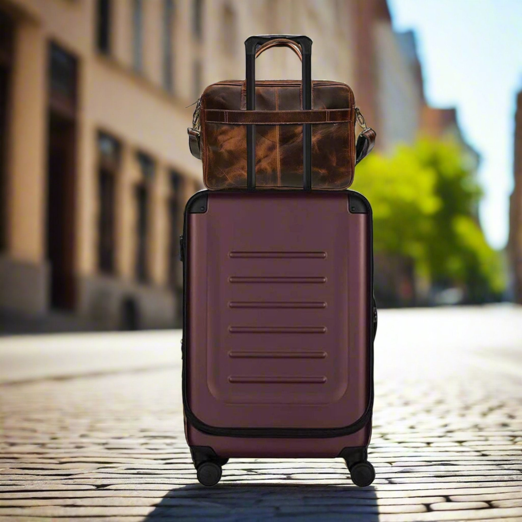 16-Inch Leather Briefcase – Laptop Messenger Bag for Men & Women | Durable Office, School & College Satchel