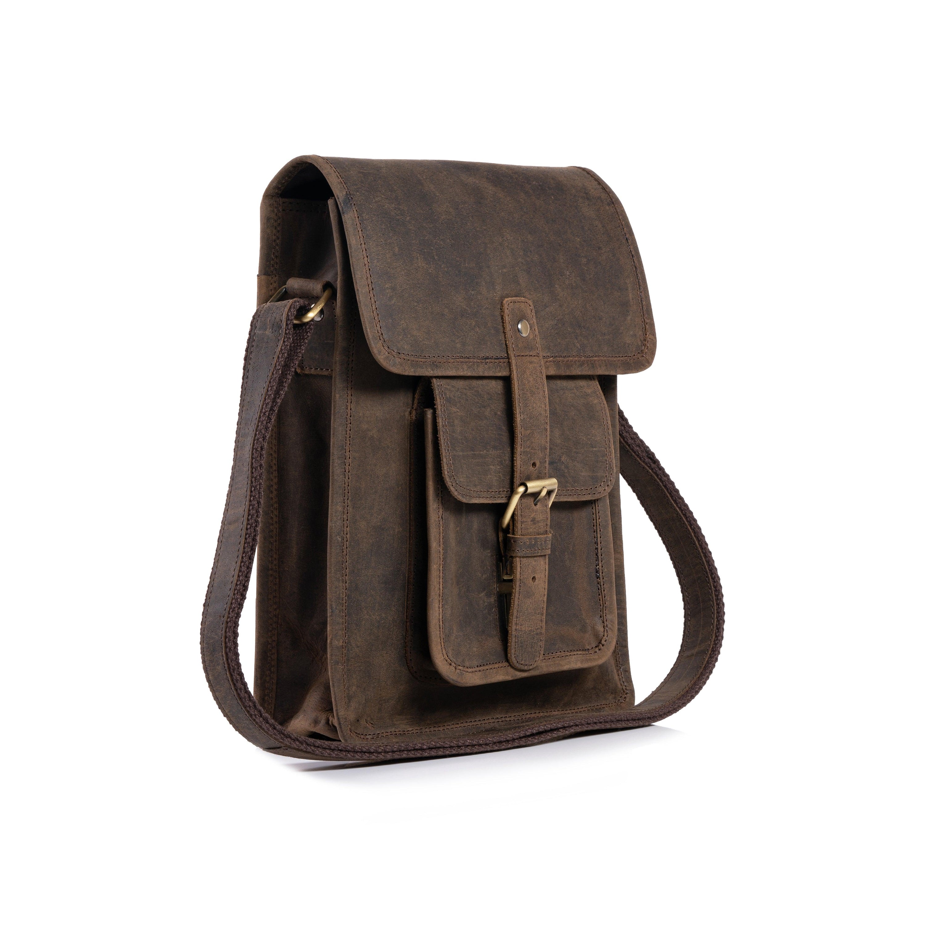 Handcrafted buffalo leather messenger bag