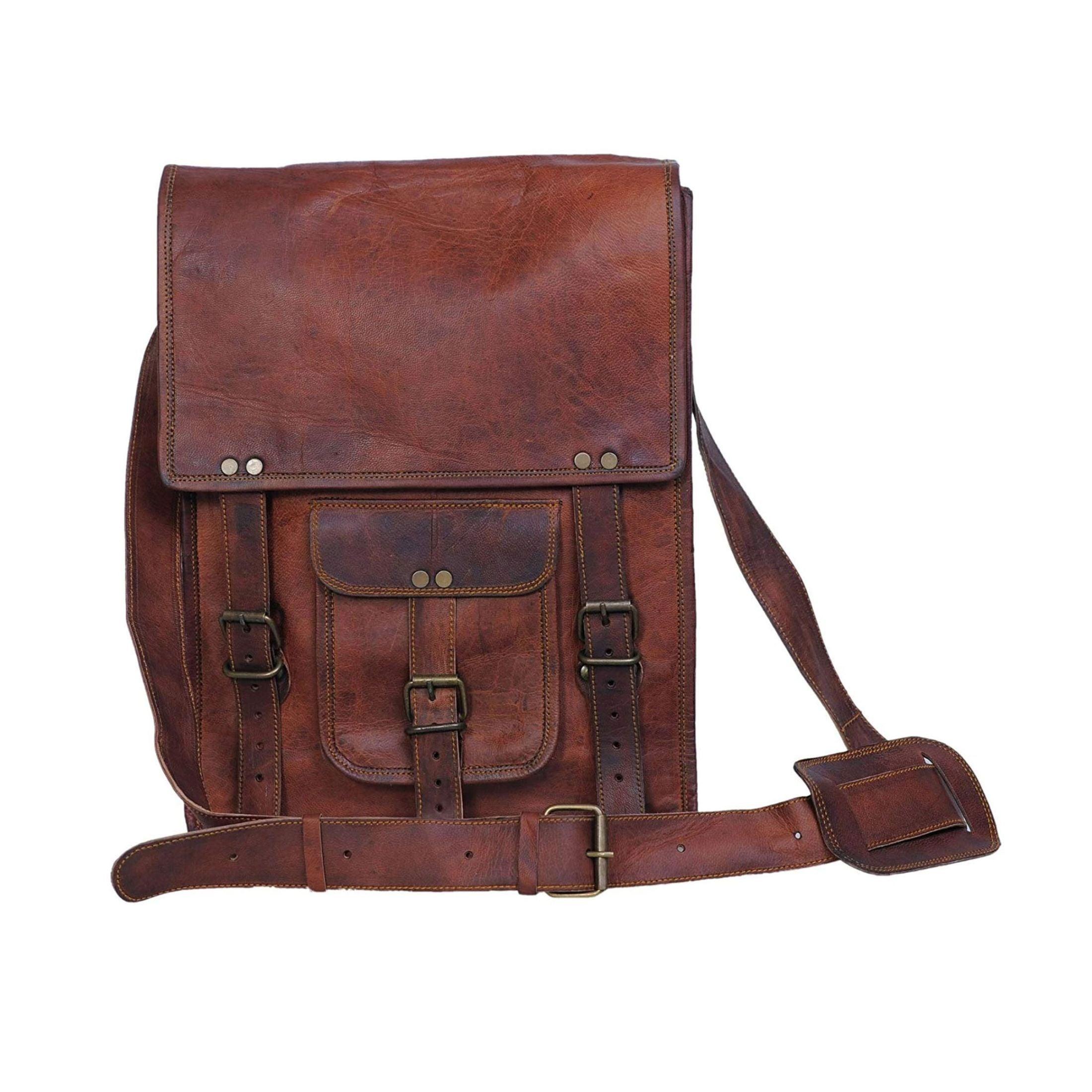 Leather 11 Inch Sturdy Satchel – iPad Messenger Bag for Men