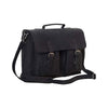 KomalC 16-Inch Black Leather Briefcase – Laptop Messenger Bag for Office & College