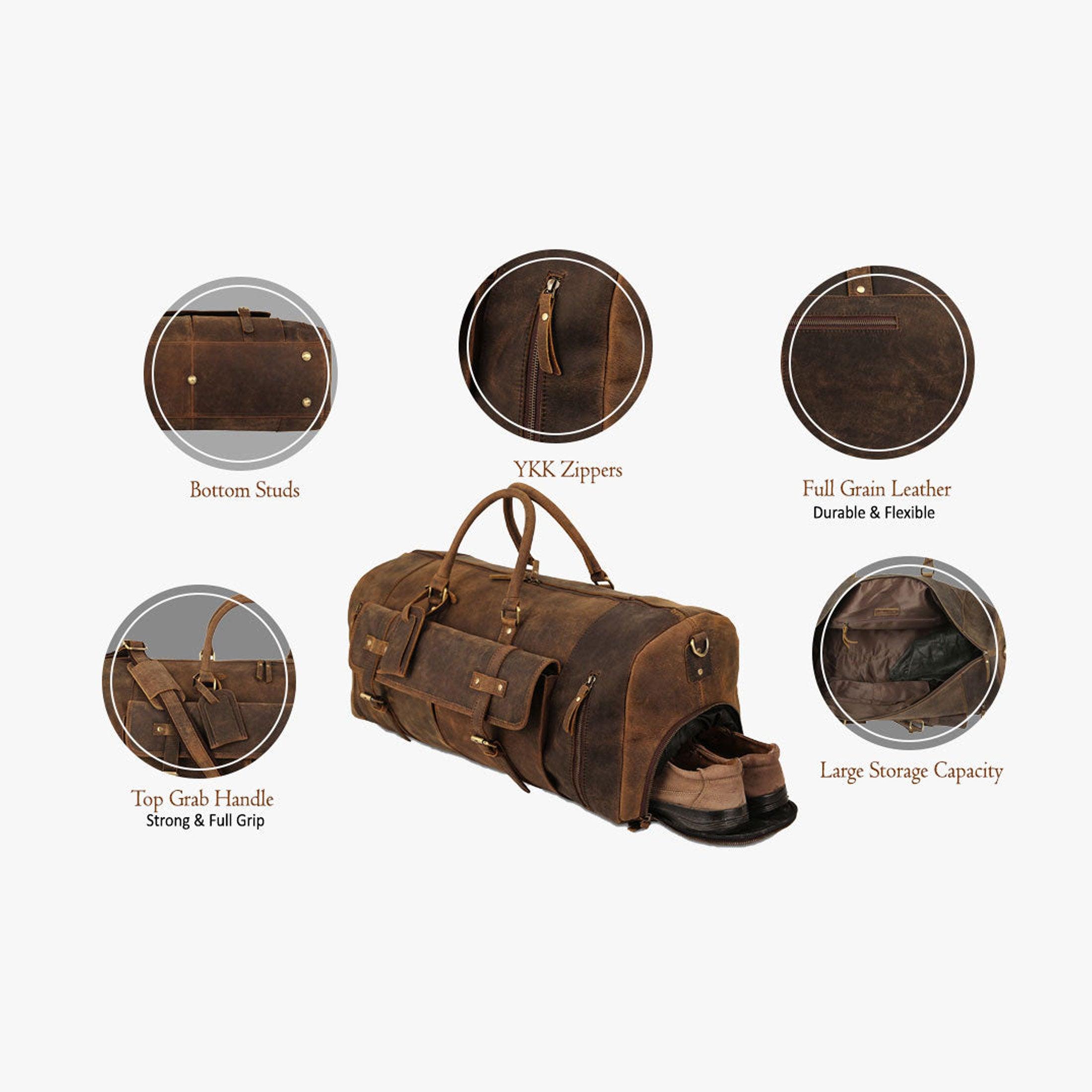 Leather 20-Inch Travel Duffel Bag for Men and Women Leather 20-Inch Travel Duffel Bag for Men and Women