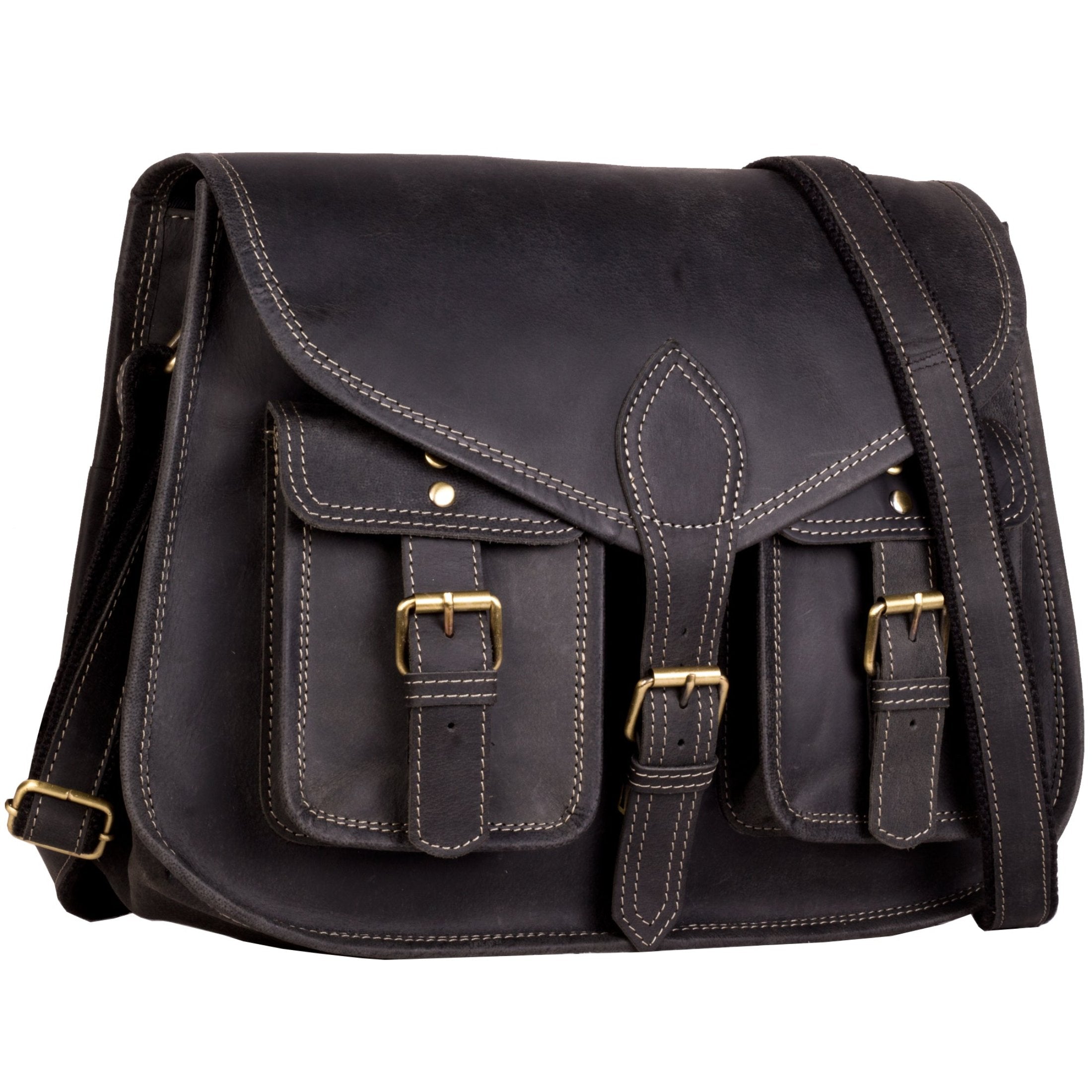 14-Inch Women’s Genuine Leather Crossbody Satchel – Stylish Shoulder Bag, Ladies’ Tote & Travel Purse