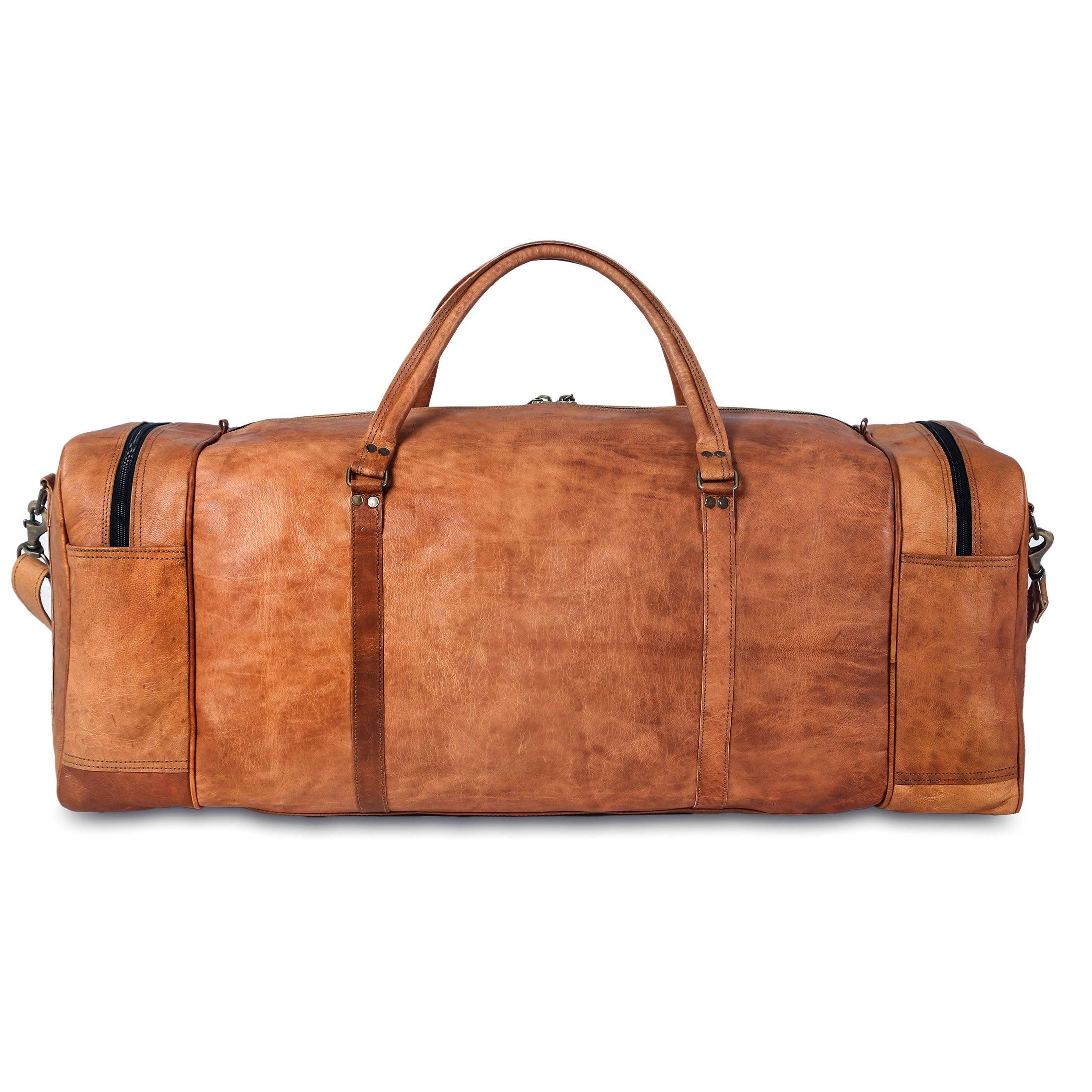 Leather Duffel Bag 30 inch Large Travel Bag Gym Sports Overnight Weekender Bag by Komal s Passion Leather