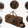 Leather 24 inch Duffel Bag With Shoe Compartment Travel Sports Overnight Weekend Leather Duffle Bag for Gym Sports Cabin Holdall bag