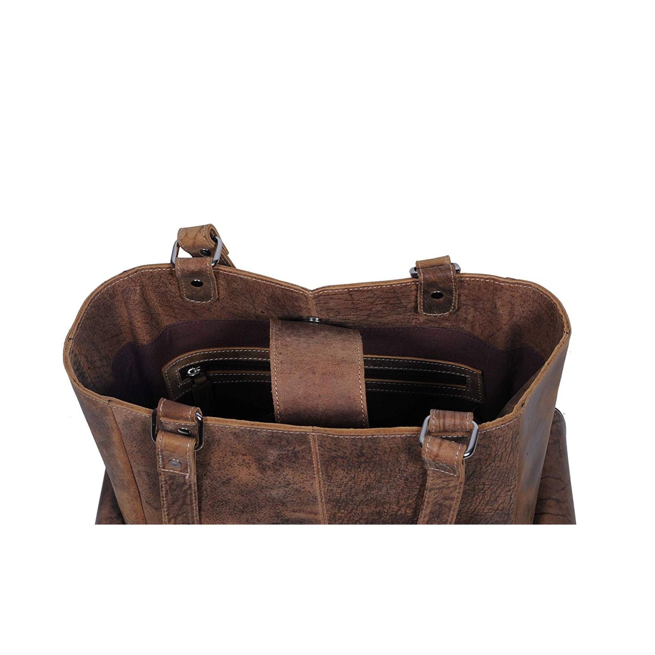Vintage leather tote bag for shopping and office use