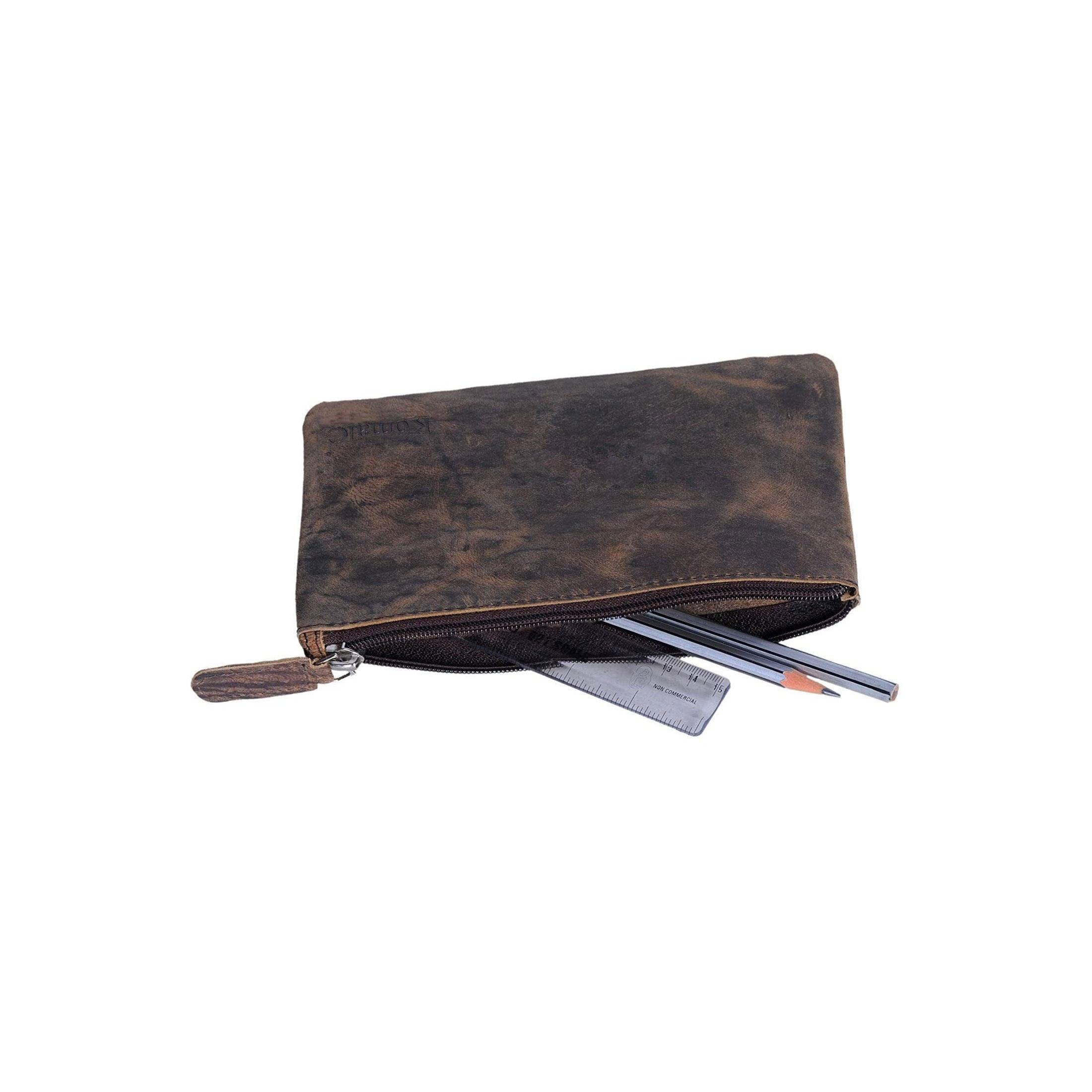 Buffalo leather pencil pouch for professionals