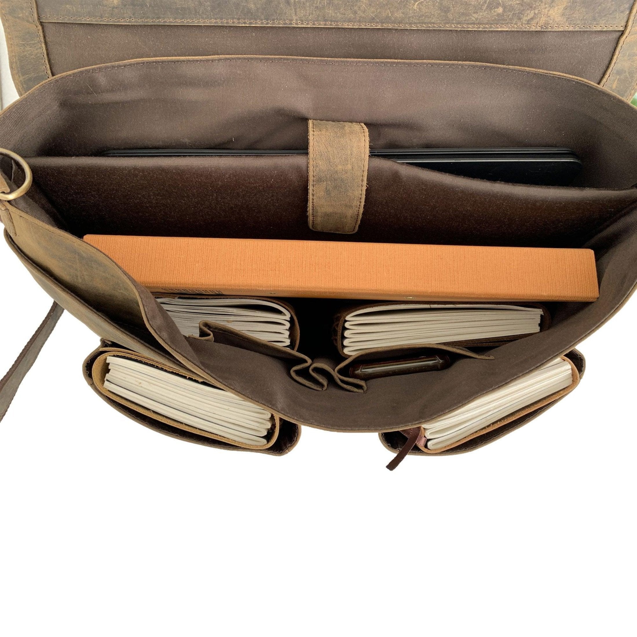 Spacious Leather Messenger Bag with Laptop Compartment