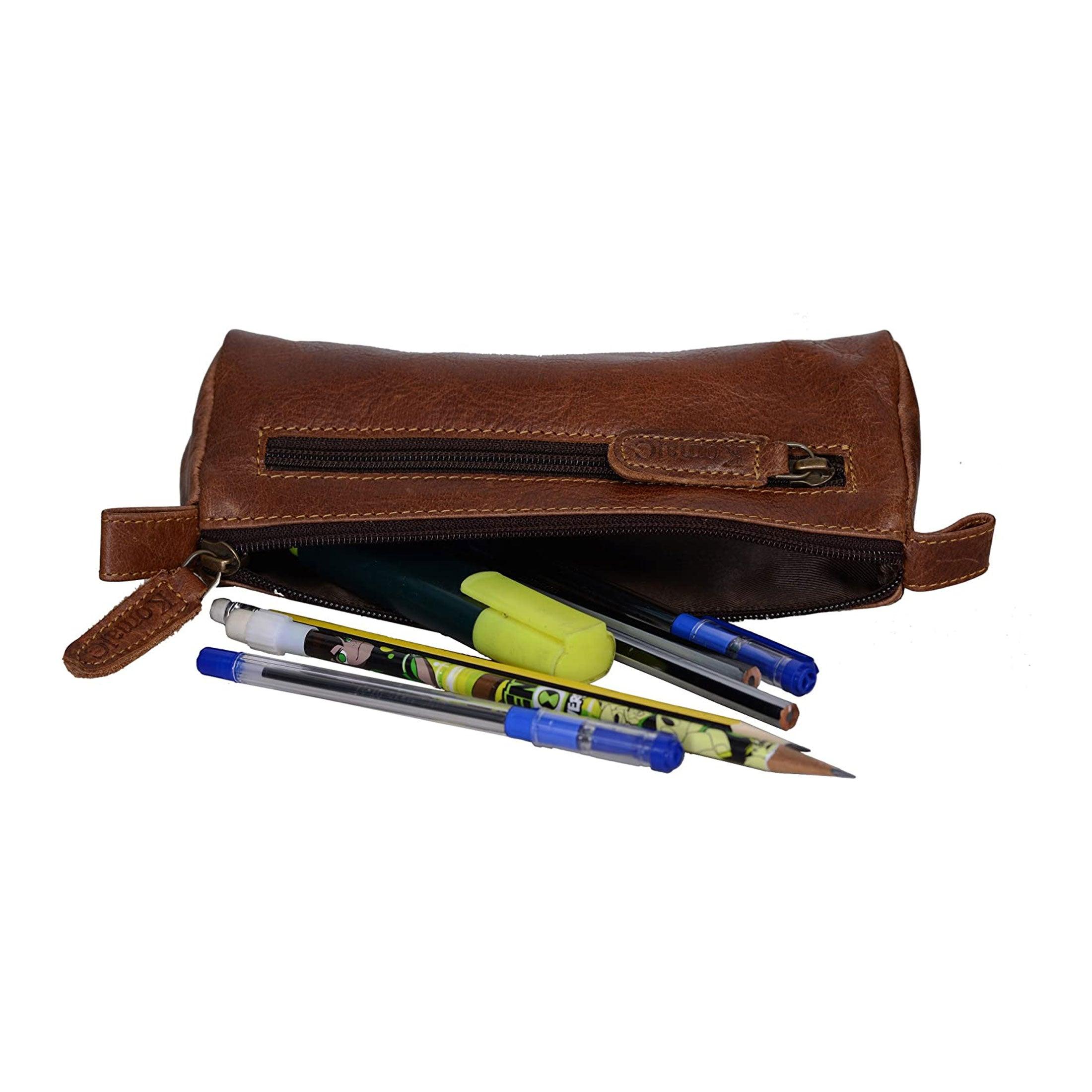 Buffalo leather pen case for school and office