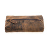 Leather zip-lock cosmetic pouch