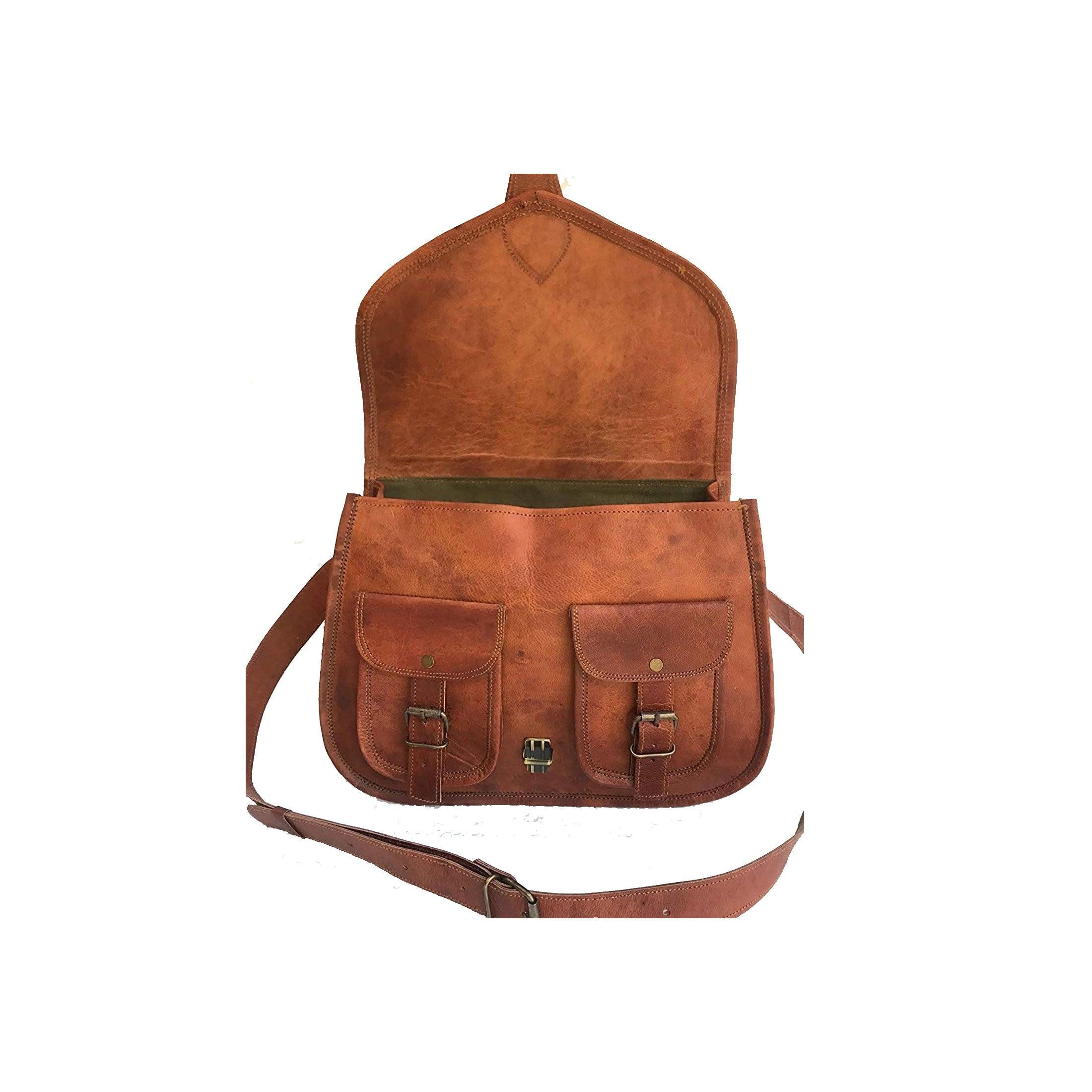 vintage leather crossbody bag with extra pockets