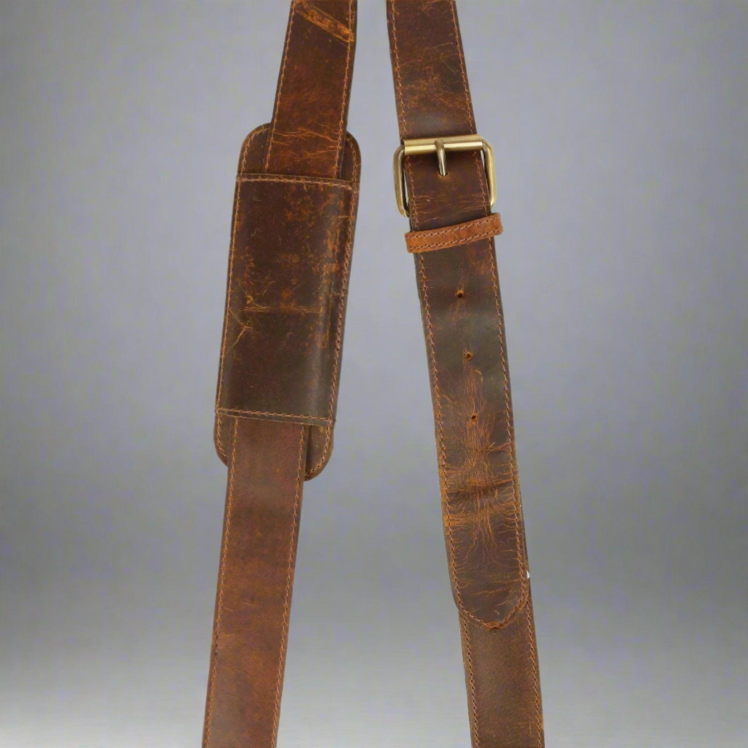 Leather Adjustable Padded Replacement Shoulder Strap with Metal Swivel Hooks for Messenger, Laptop, Camera, Duffle Bags