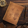 Leather Journal for women and men embossed 8 x 6 inch Handmade Deckle Edge Vintage Paper Owl notebook writing notepad book of shadows journal (Brown)