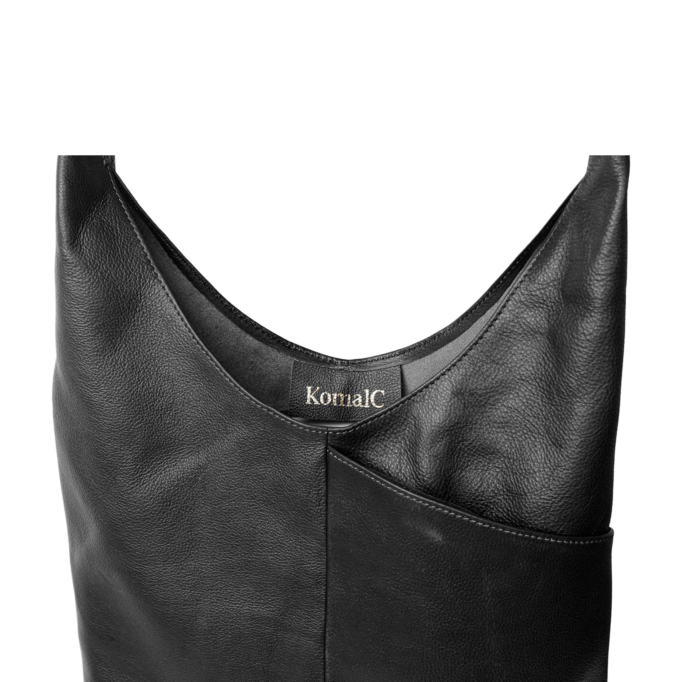KomalC Women's Leather Tote Bag - 15 Inch Premium Full Grain Leather Purse, Satchel & Carry-All For Work & Travel (Snow White)