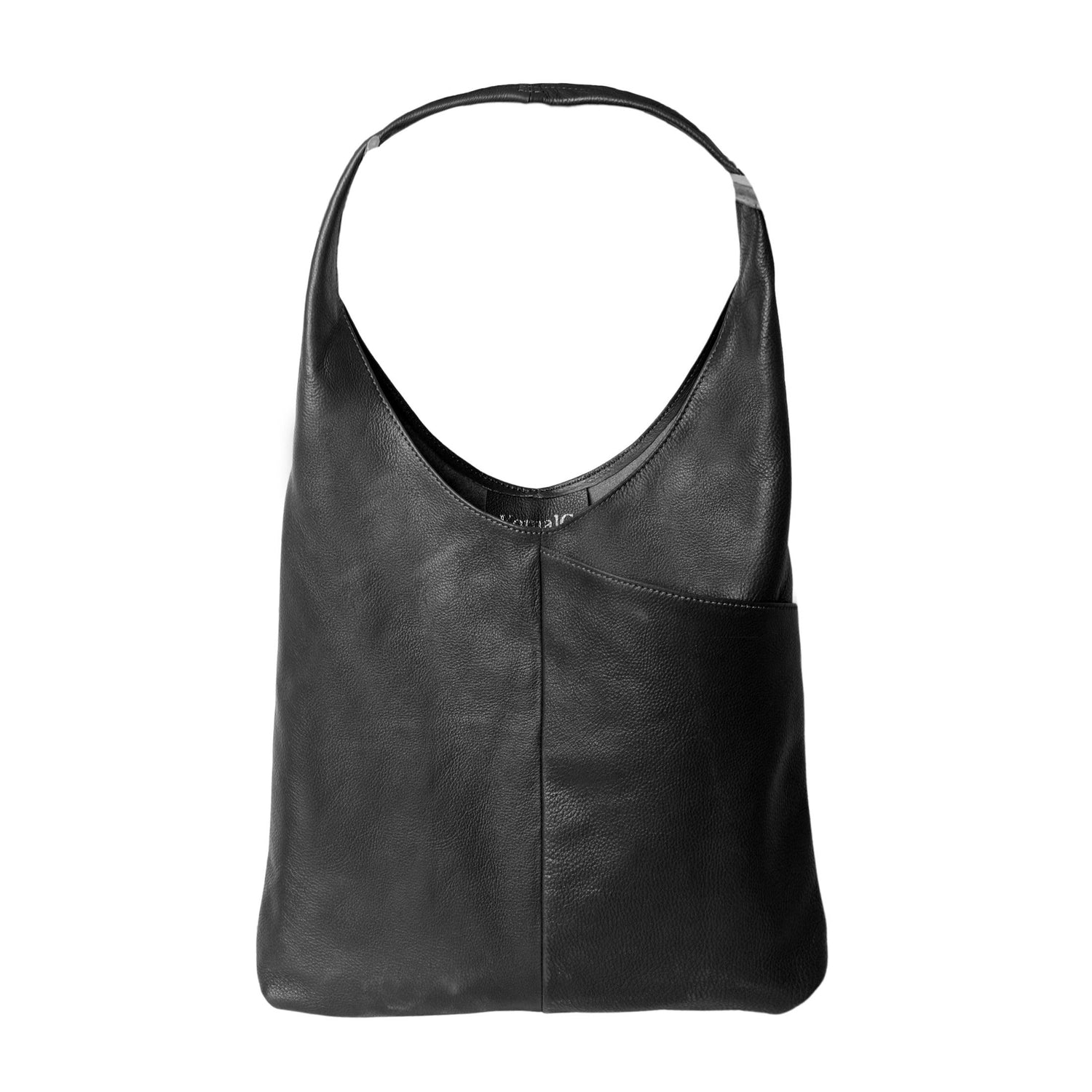 Black leather tote bag for women