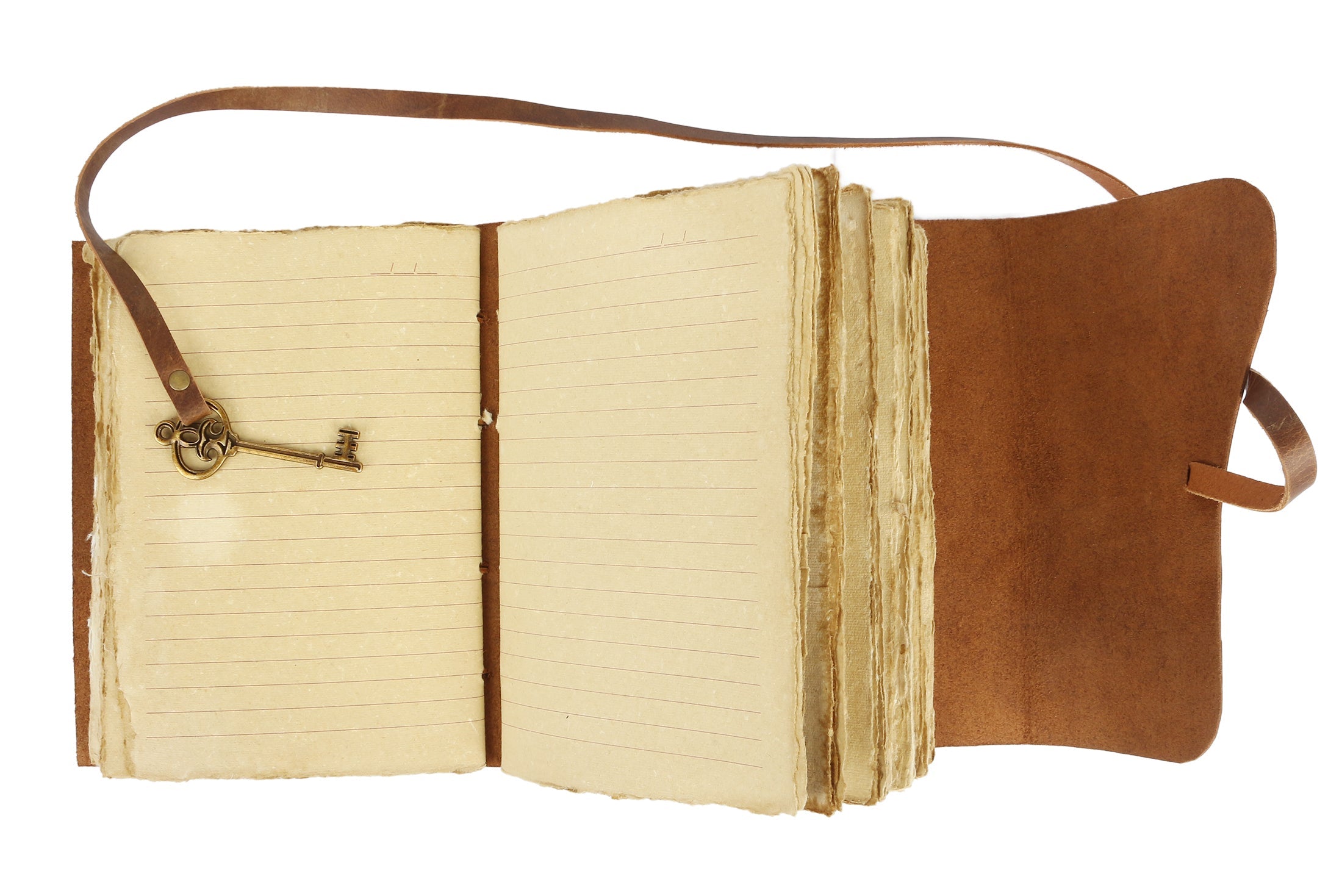 Leather Village Vintage Journal - Handmade Leather Bound with Deckle Edge Paper - Drawing Sketchbook (umber Brown, 6 Inches x 4 Inches)