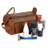 Genuine Buffalo Leather Unisex Toiletry Bag Travel Dopp Kit (Distressed Orange Tan)
