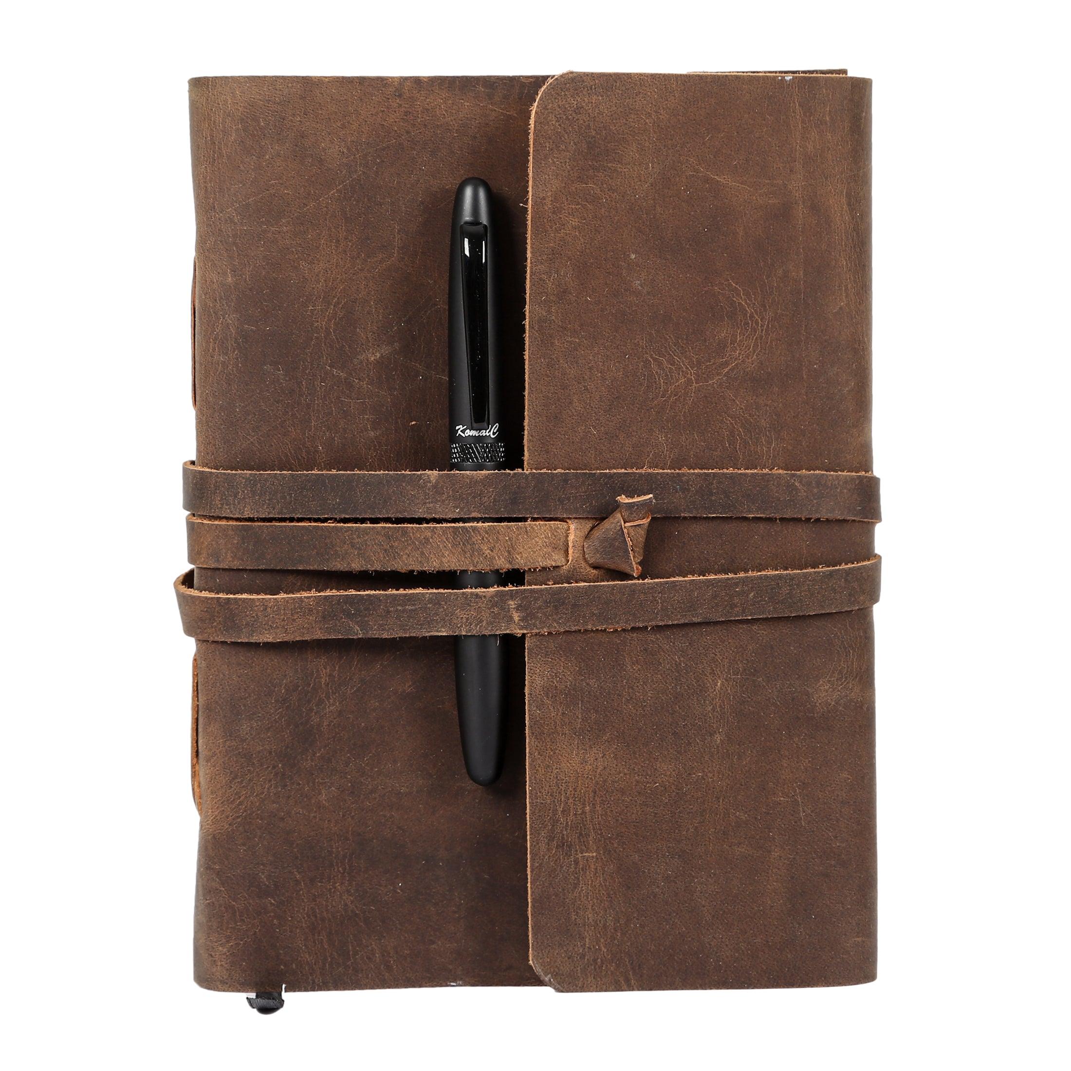 Leather Journal Lined Paper with Luxury Pen Handmade Leather Journal/Writing Notebook Diary/Bound Daily Notepad for Men & Women Medium