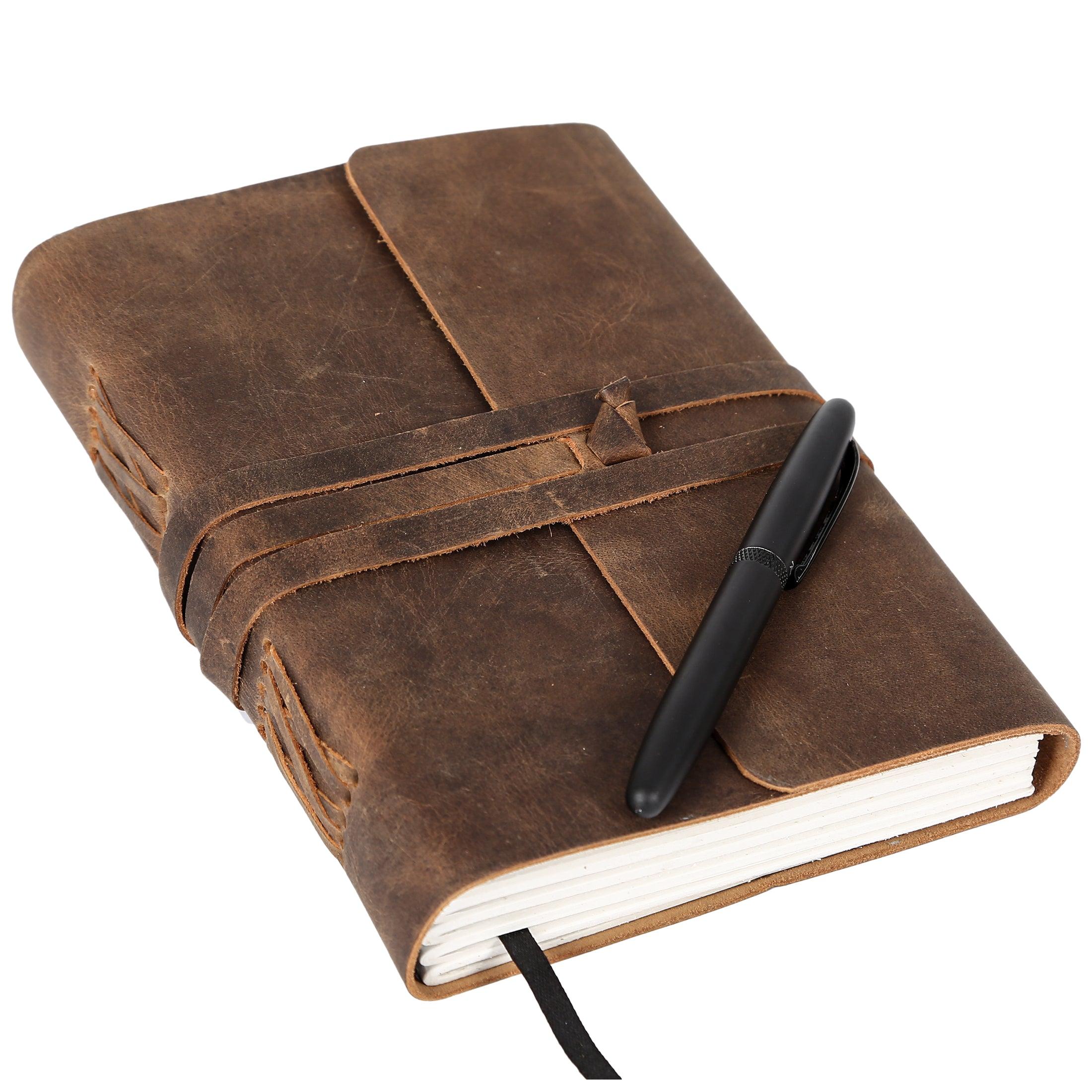 Leather Journal Lined Paper with Luxury Pen Handmade Leather Journal/Writing Notebook Diary/Bound Daily Notepad for Men & Women Medium