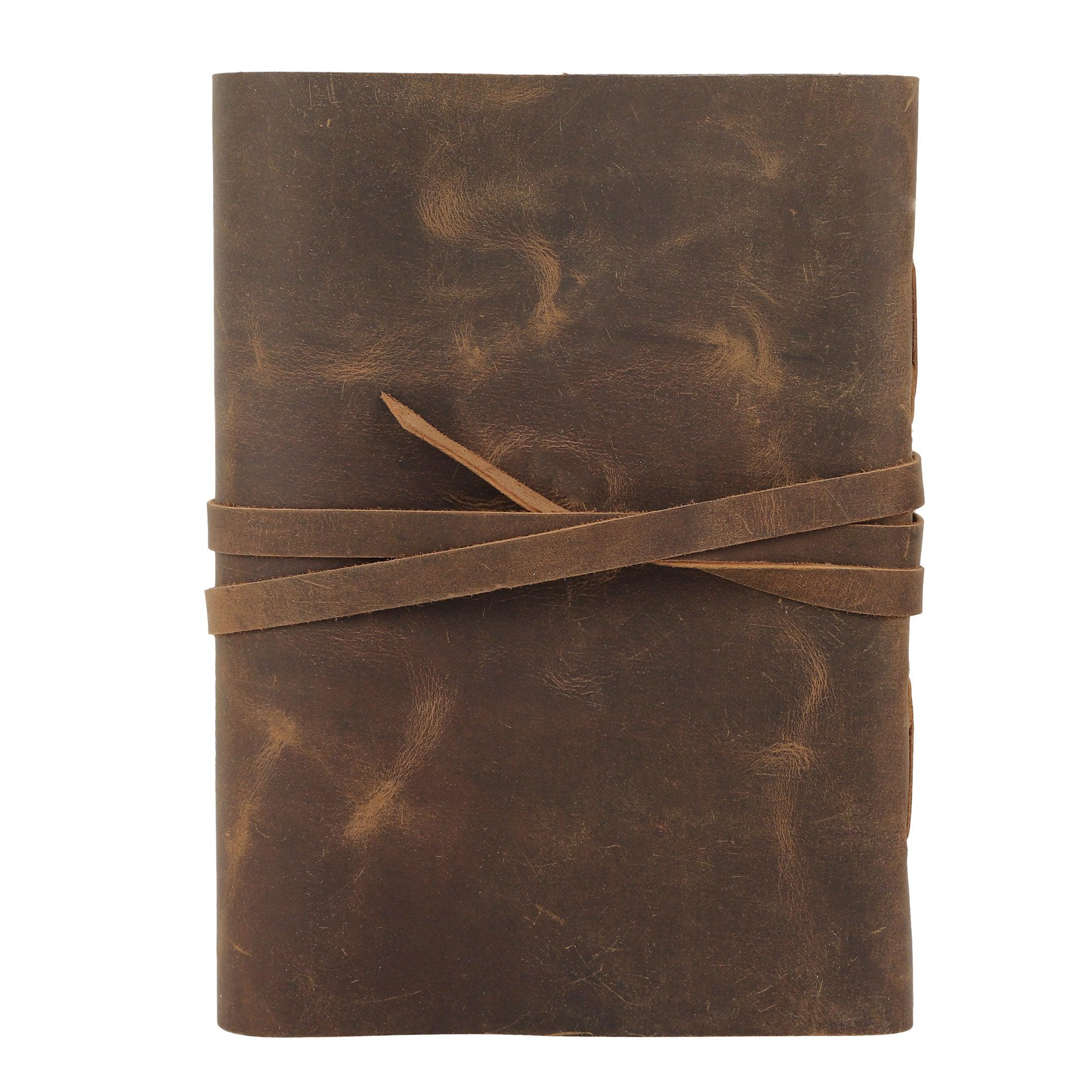 Handmade 7x5 and 8x6 Leather Journal – Unlined Deckle Edge Writing