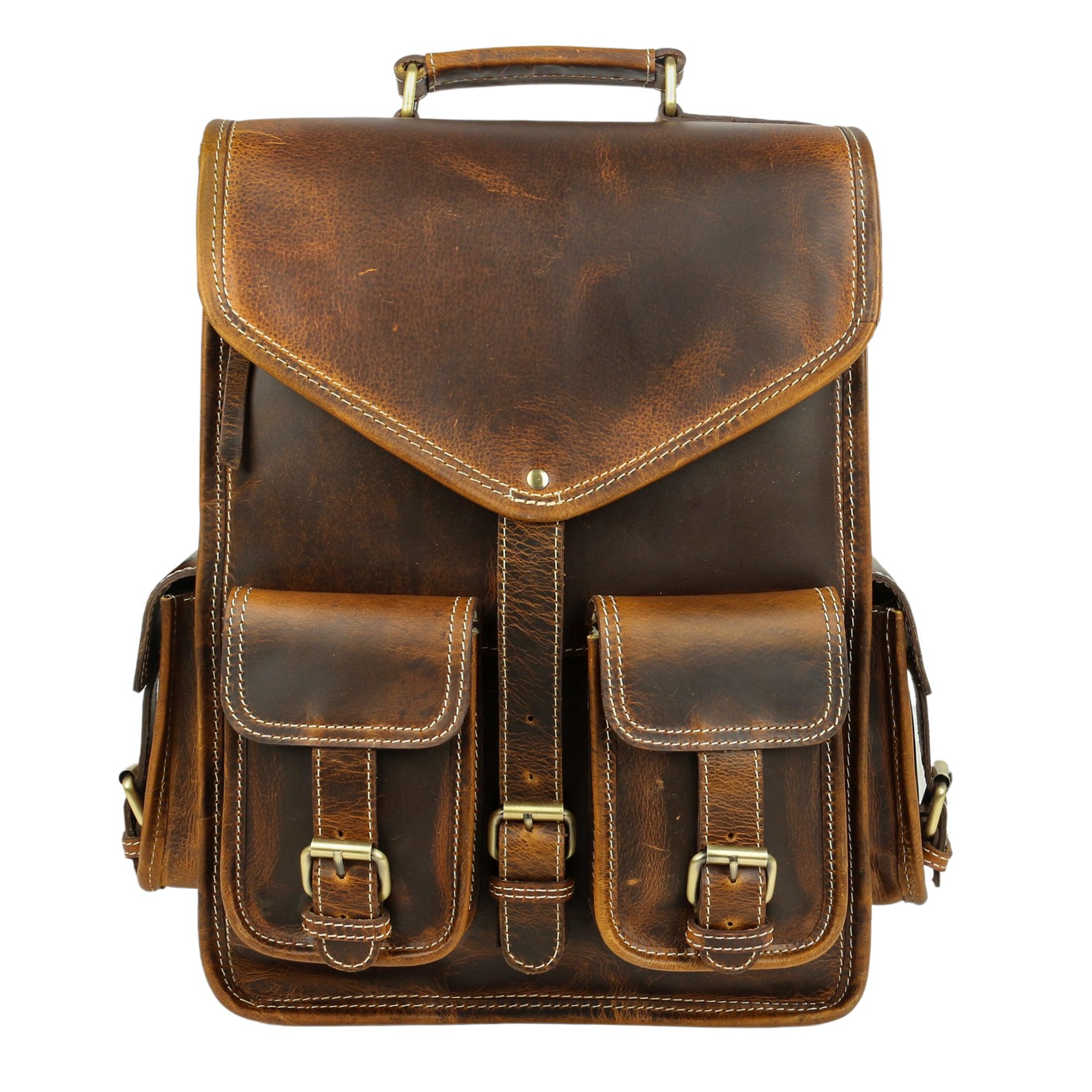 backpack or messenger bag for travel Leather Backpack Rucksack
