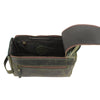 KOMALC Premium Buffalo Leather Unisex Toiletry Bag Travel Dopp Kit (Dark Green)