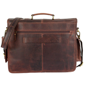 Trolley compatible Leather Briefcase Laptop Messenger Bag 