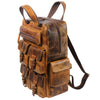 Leather Backpack Rucksack Travel Laptop Camping School College Bag for Men Women (Multi pocket)