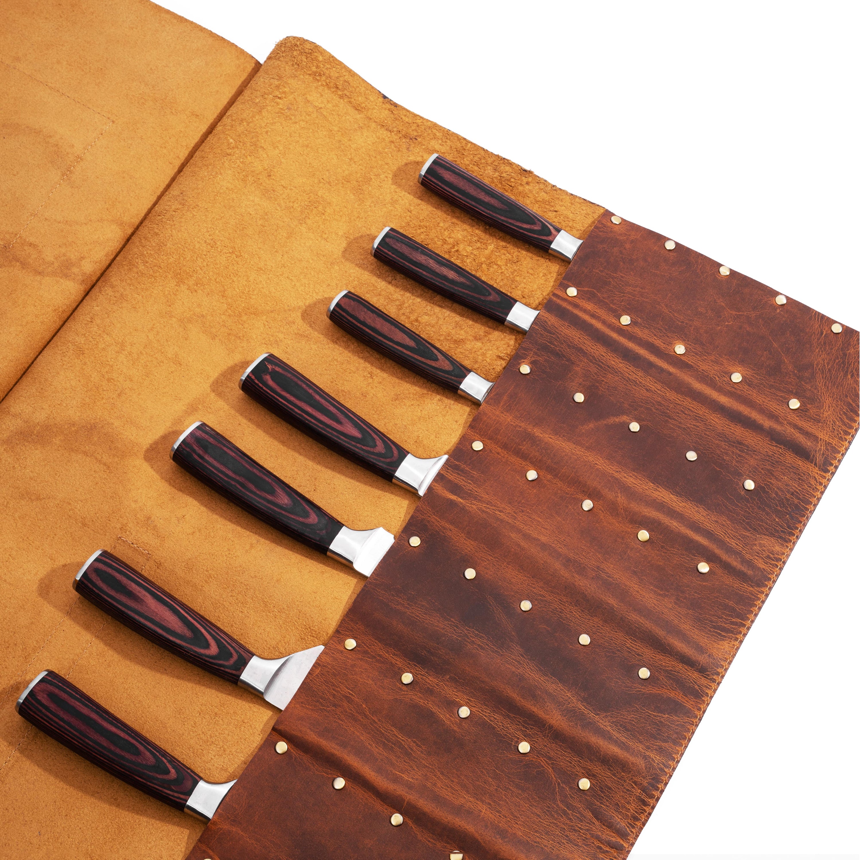 Leather Chef Knife Roll Case, Adjustable/Removable Shoulder Strap