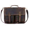 18 Inch Buffalo Leather Briefcase Laptop Messenger Bag Office Briefcase College Bag for Men and Women