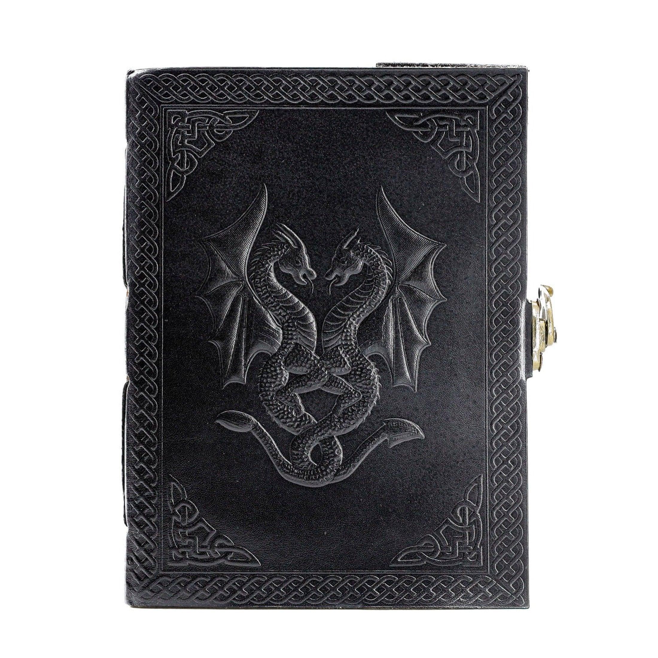 Handmade Leather Double Dragon Journal – 8x6 Unlined Writing