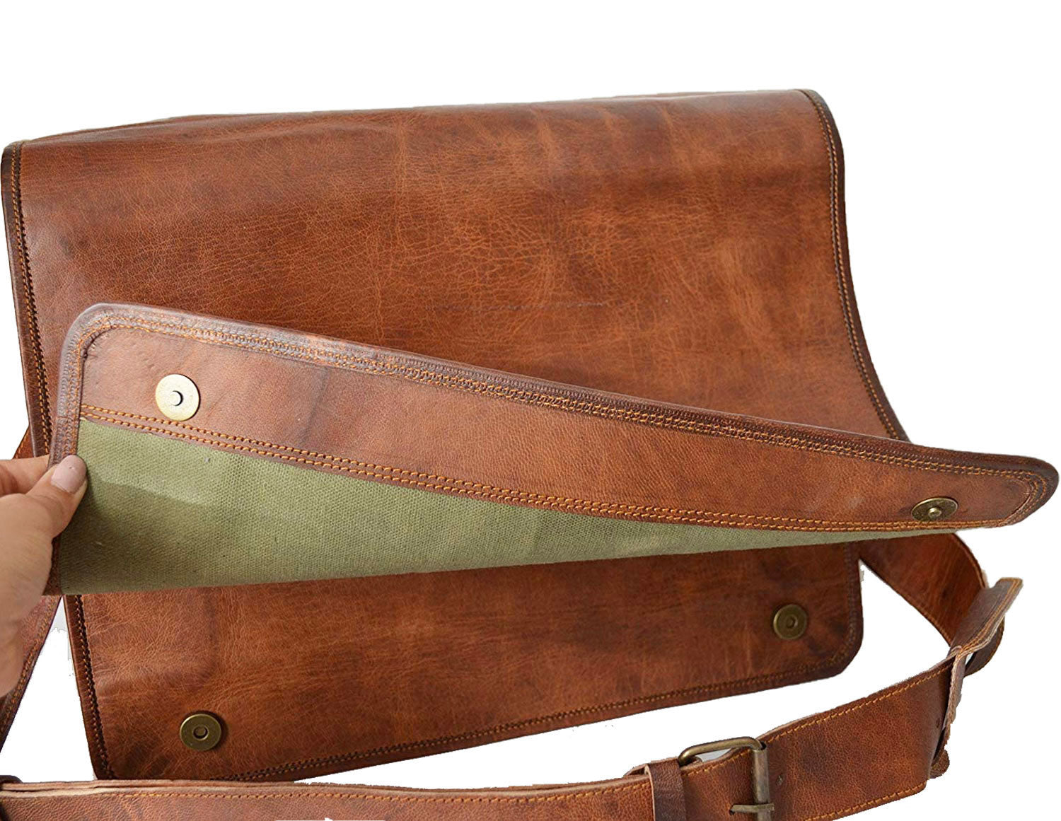 Men's Leather Messenger Bag for Laptop - Vintage Satchel Leather